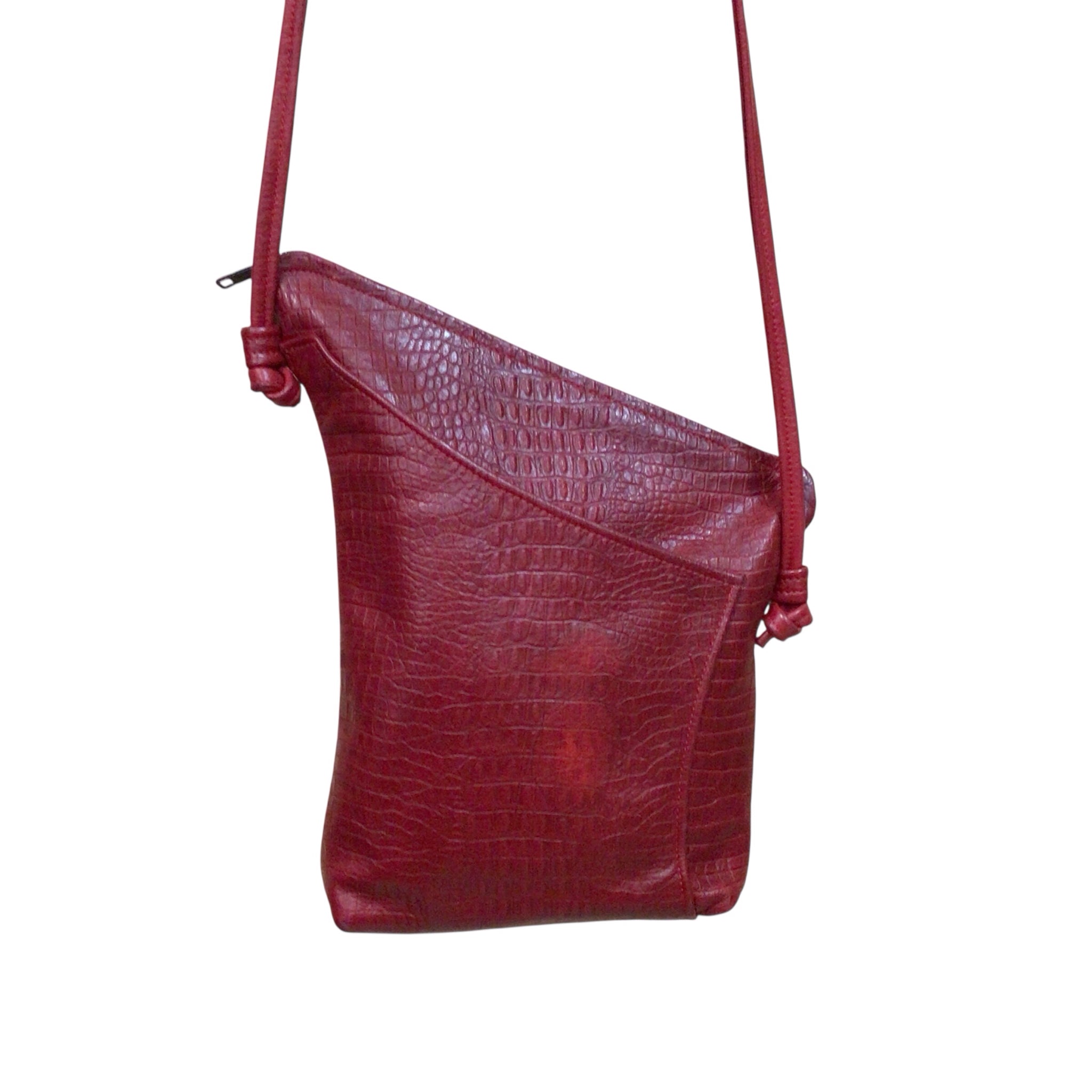 Thomas Leathers Red Leather Crossbody Bag