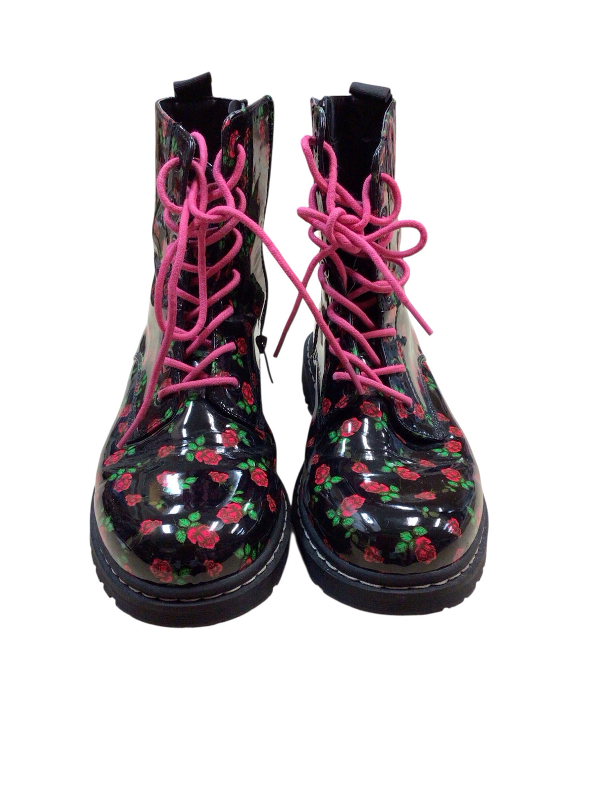 Betsey Johnson Torrid T-Ryleer Black Red Roses Boots Size 10 W