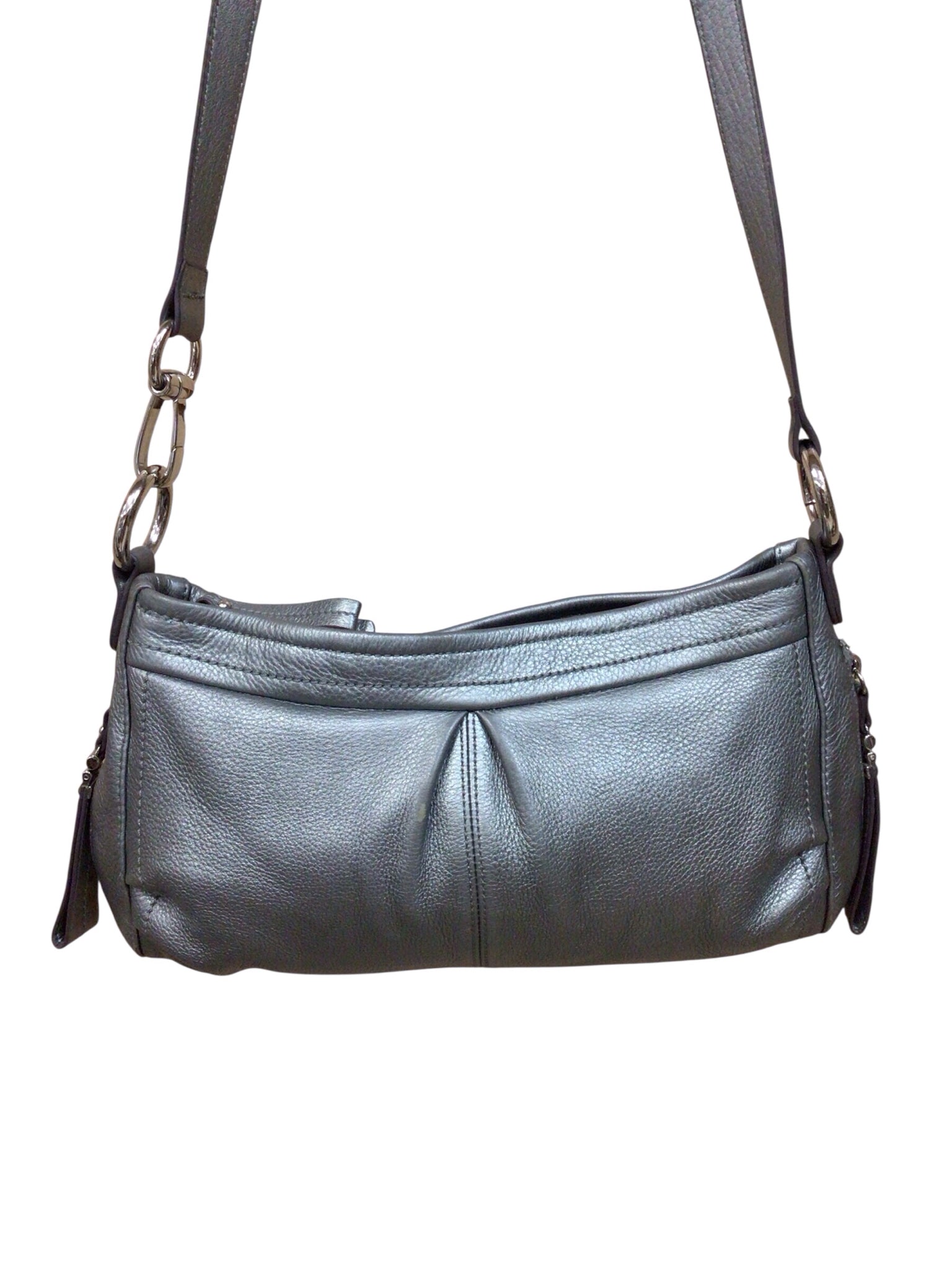 B Makowsky Petwer Pebbled Leather Crossbody Bag