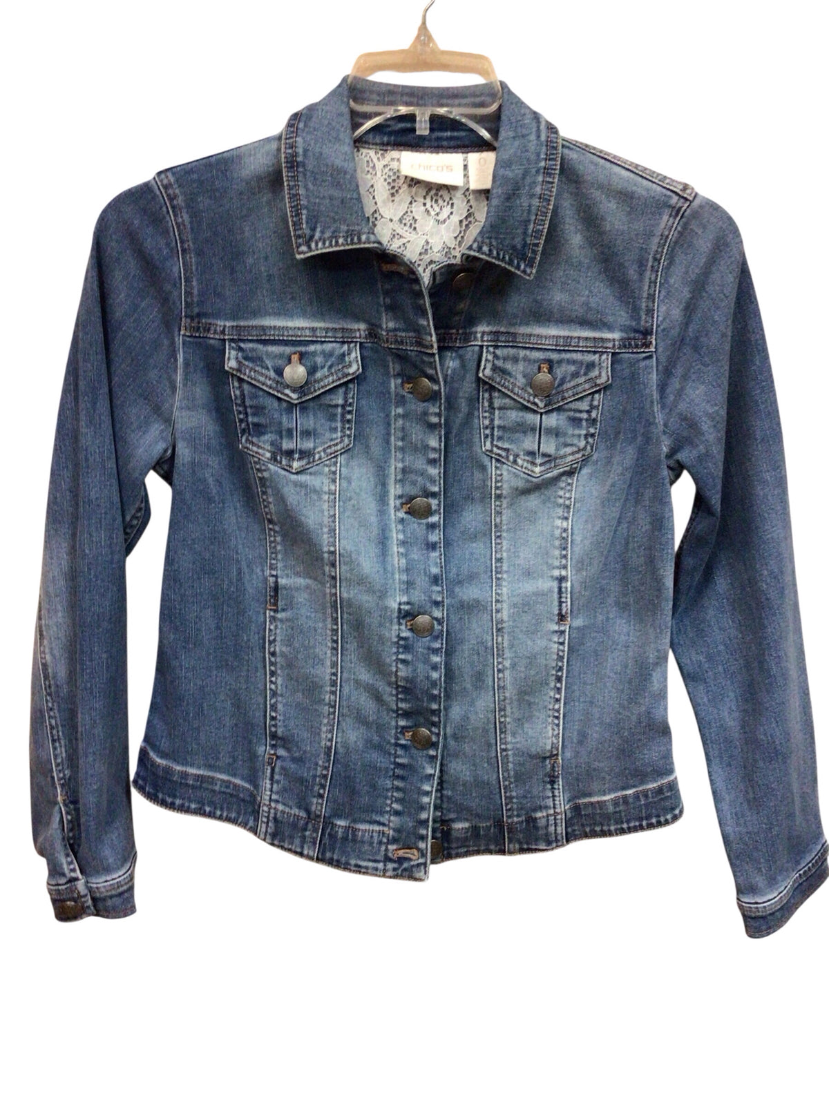 Chico's Long Sleeve Denim Button Down Jacket Size Small