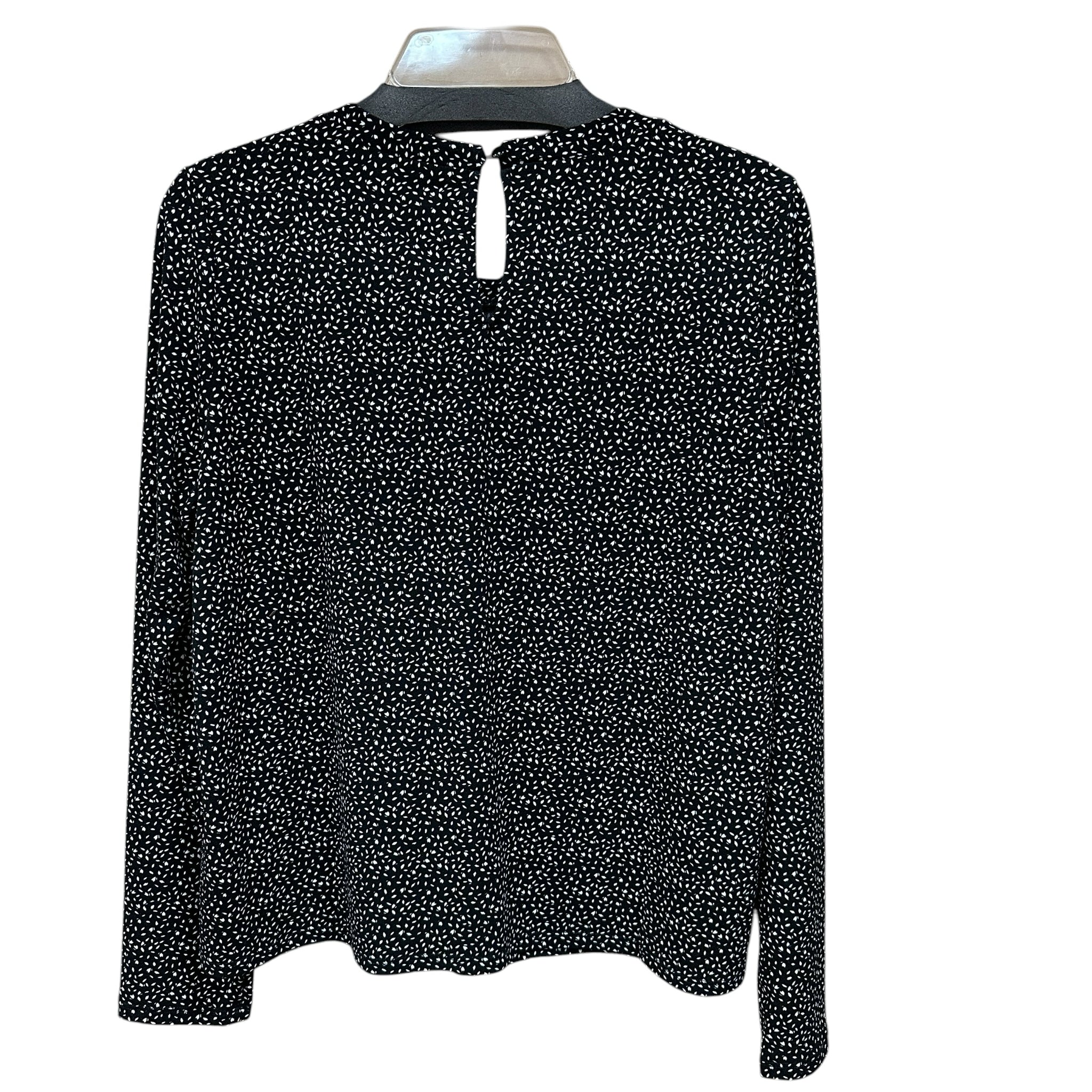 Adrianna Papell Black Blouse with White Dot Print Size Medium