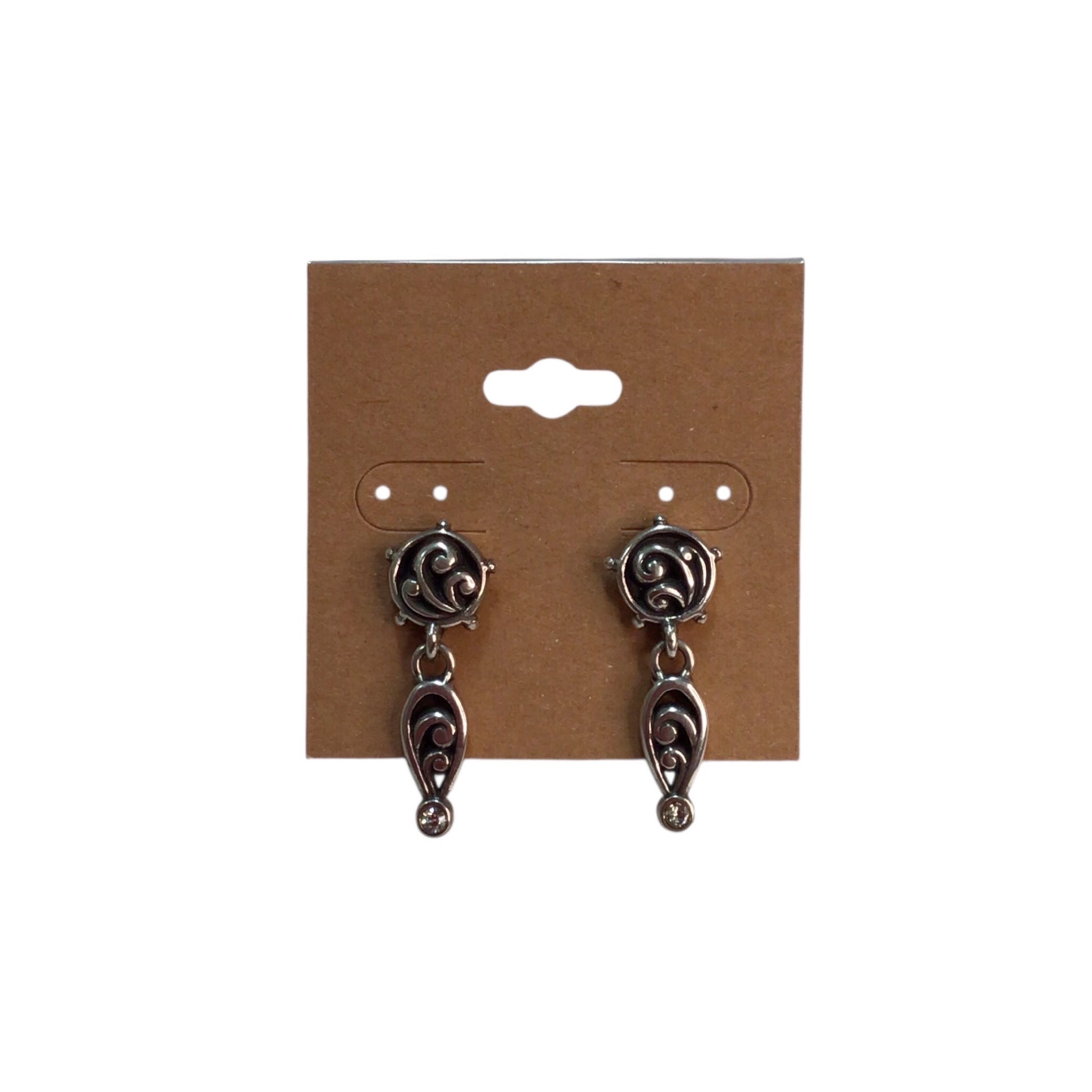 Brighton Silver Toned Scroll Dangling Post Earrings