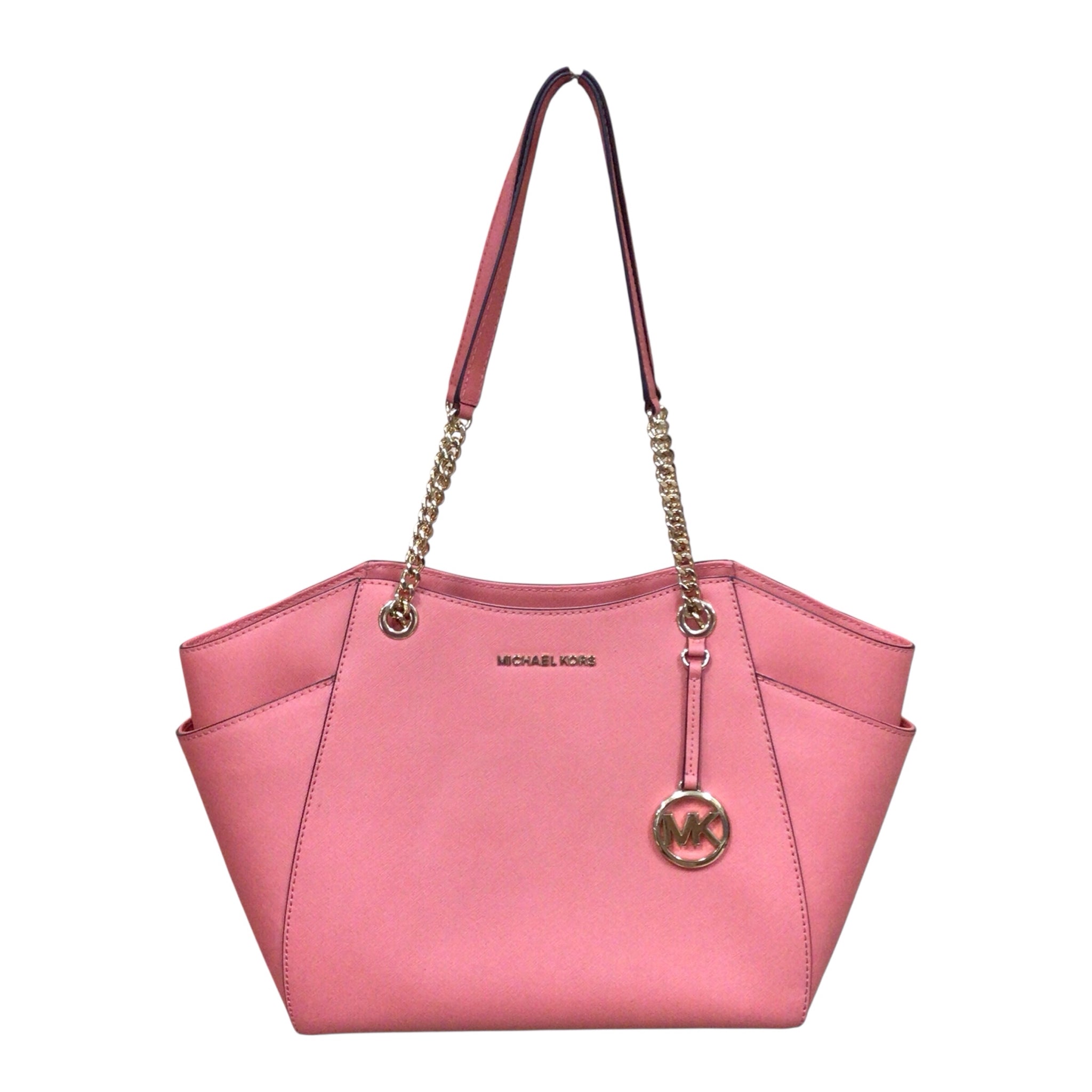 Michael Kors Jet Set Large Coral Saffiano Leather Shoulder Bag Tote
