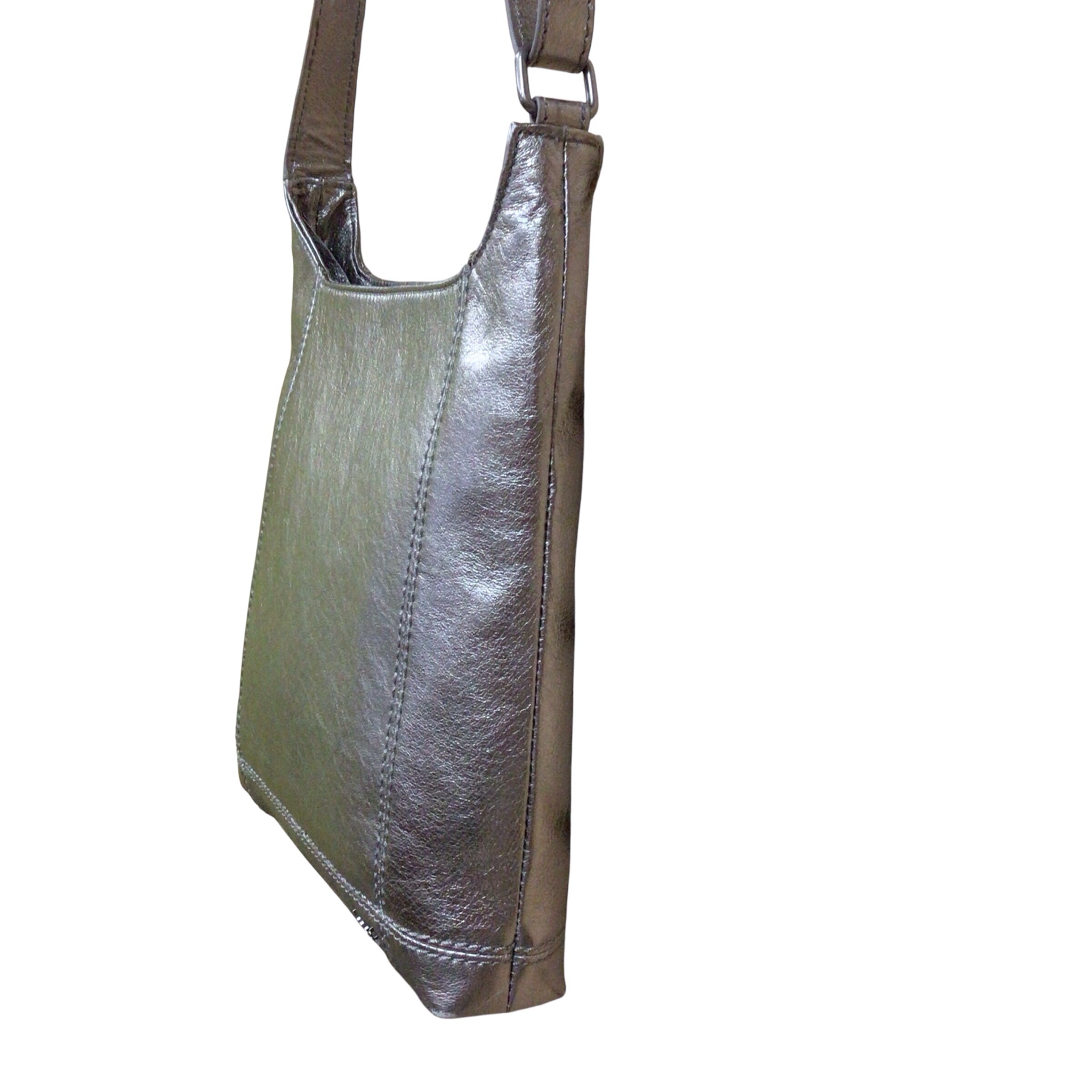 The Sak Metallic Champagne Leather Crossbody Shoulder Bag