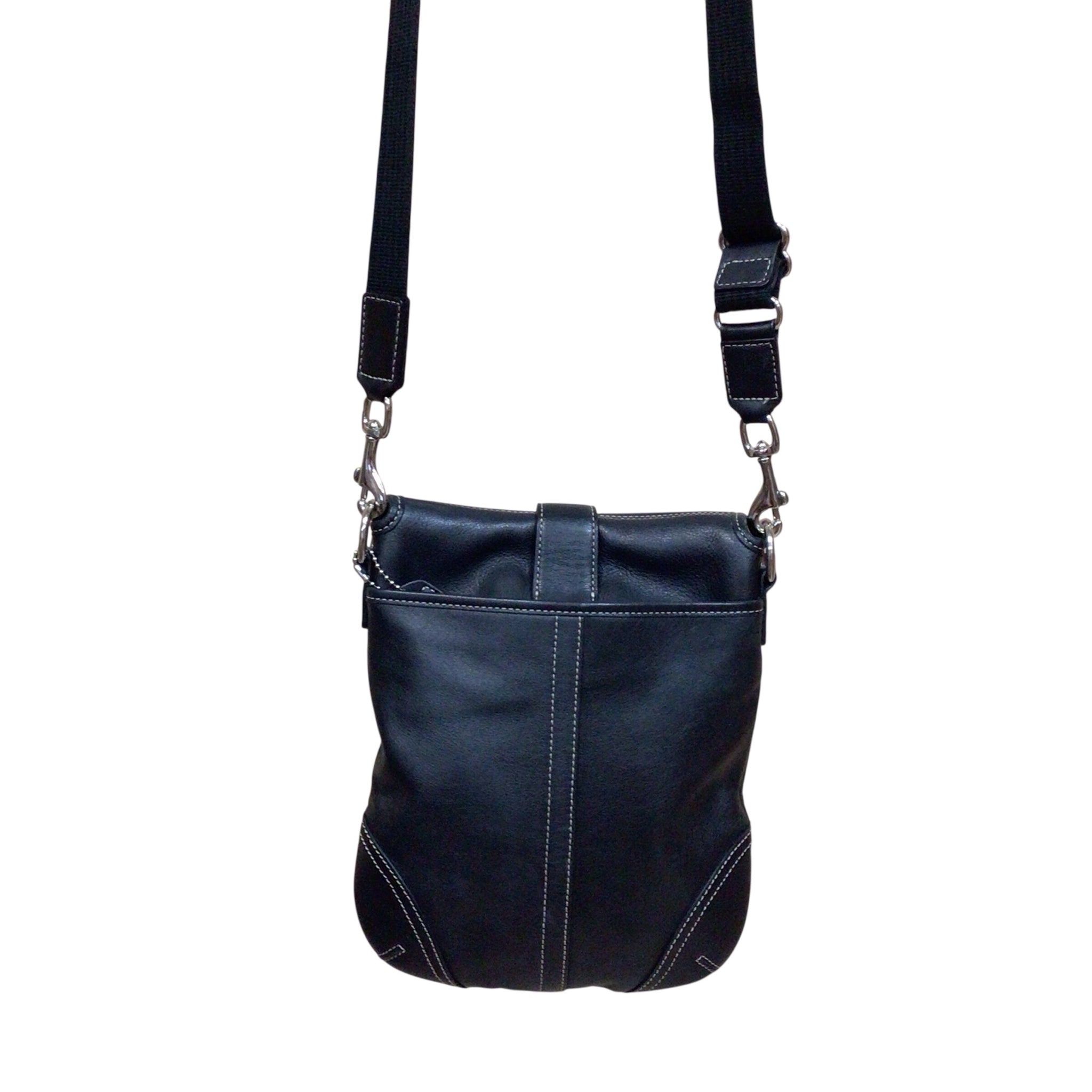 Coach Soho Buckle Flap Black Leather Crossbody Bag