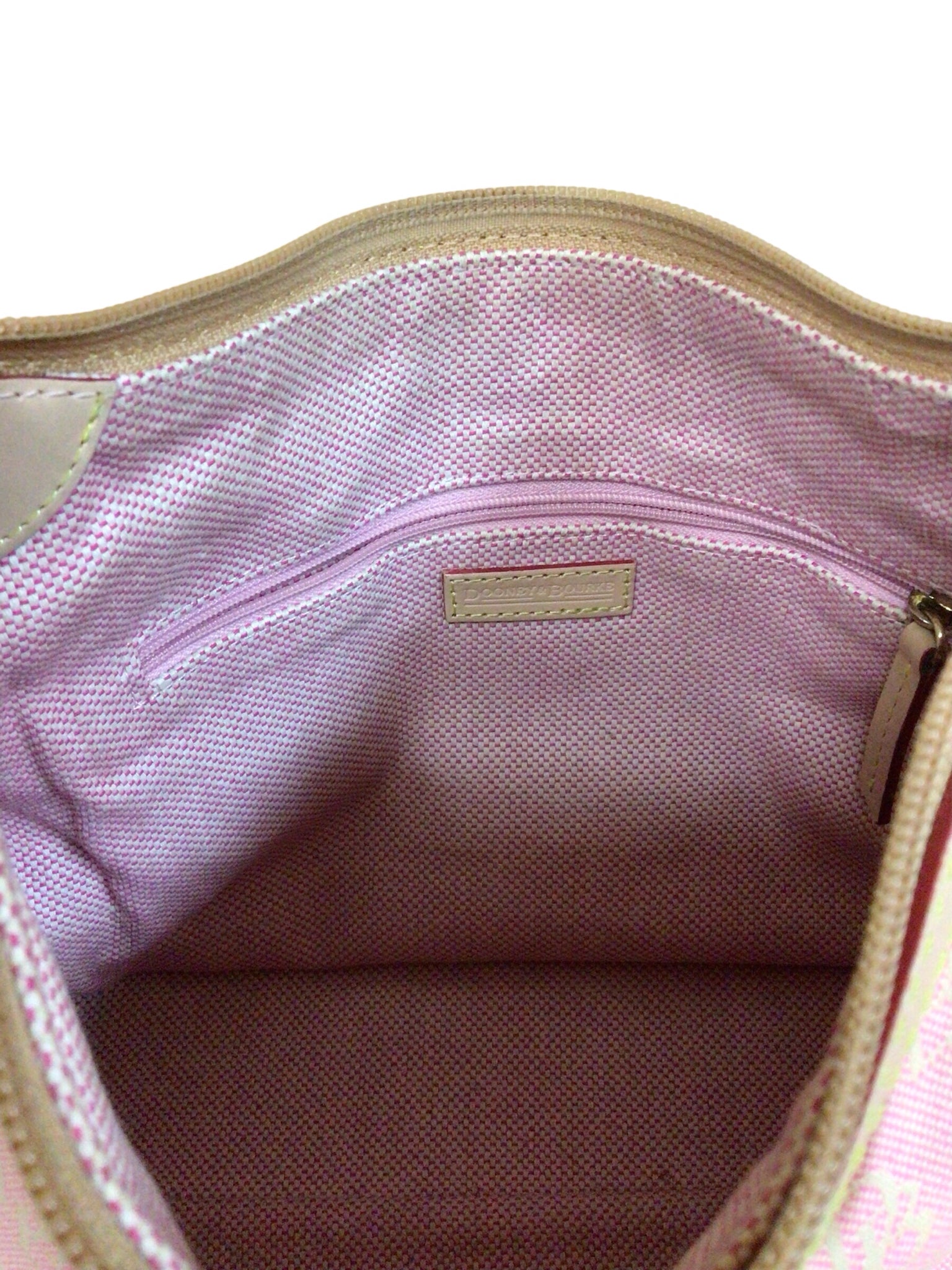 Dooney & Bourke Vintage East-West Slouch Pink Canvas Monogram Shoulder Bag