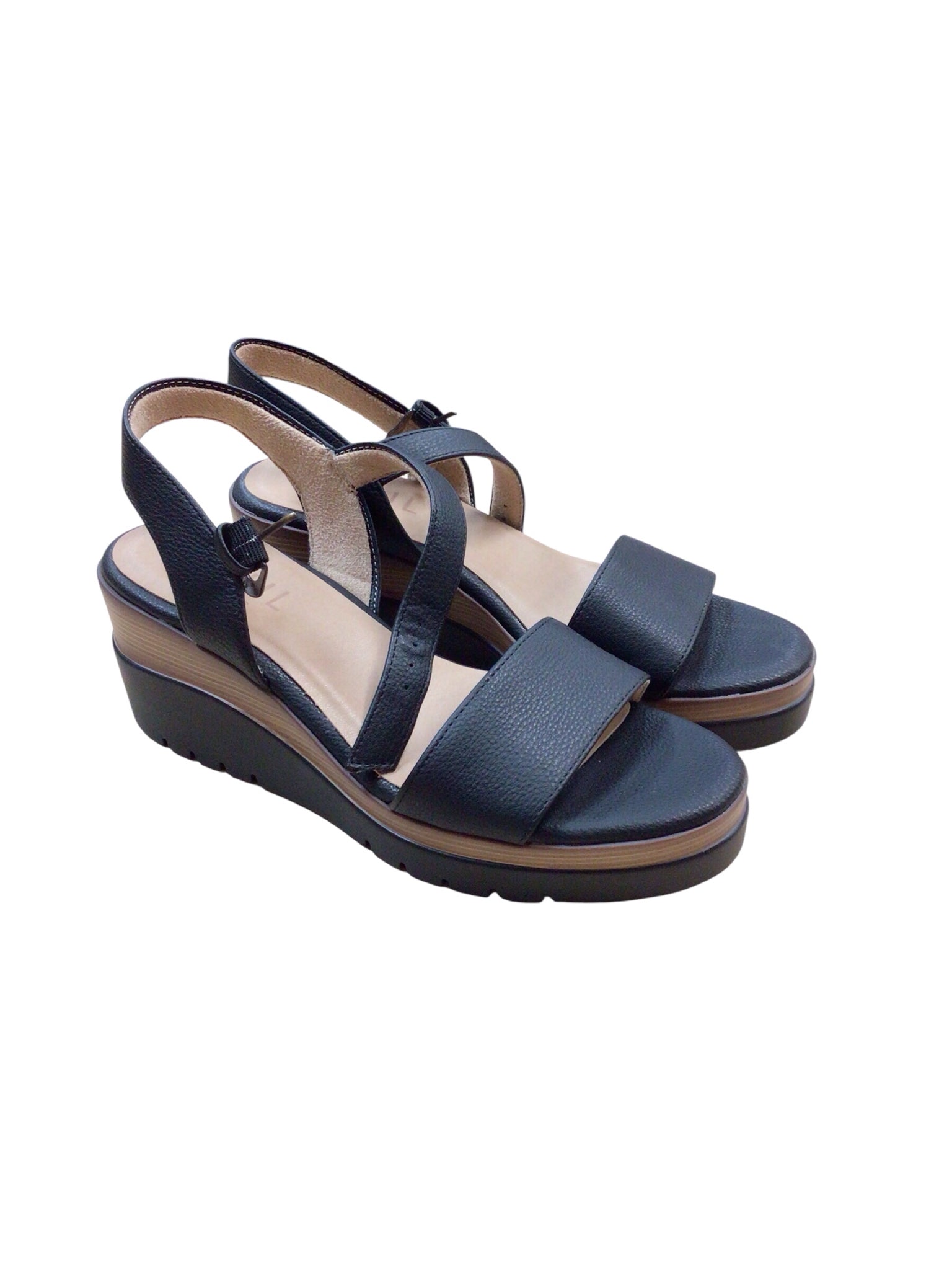 Naturalizer Soul Graciela Black Wedge Sandals Size 7.5