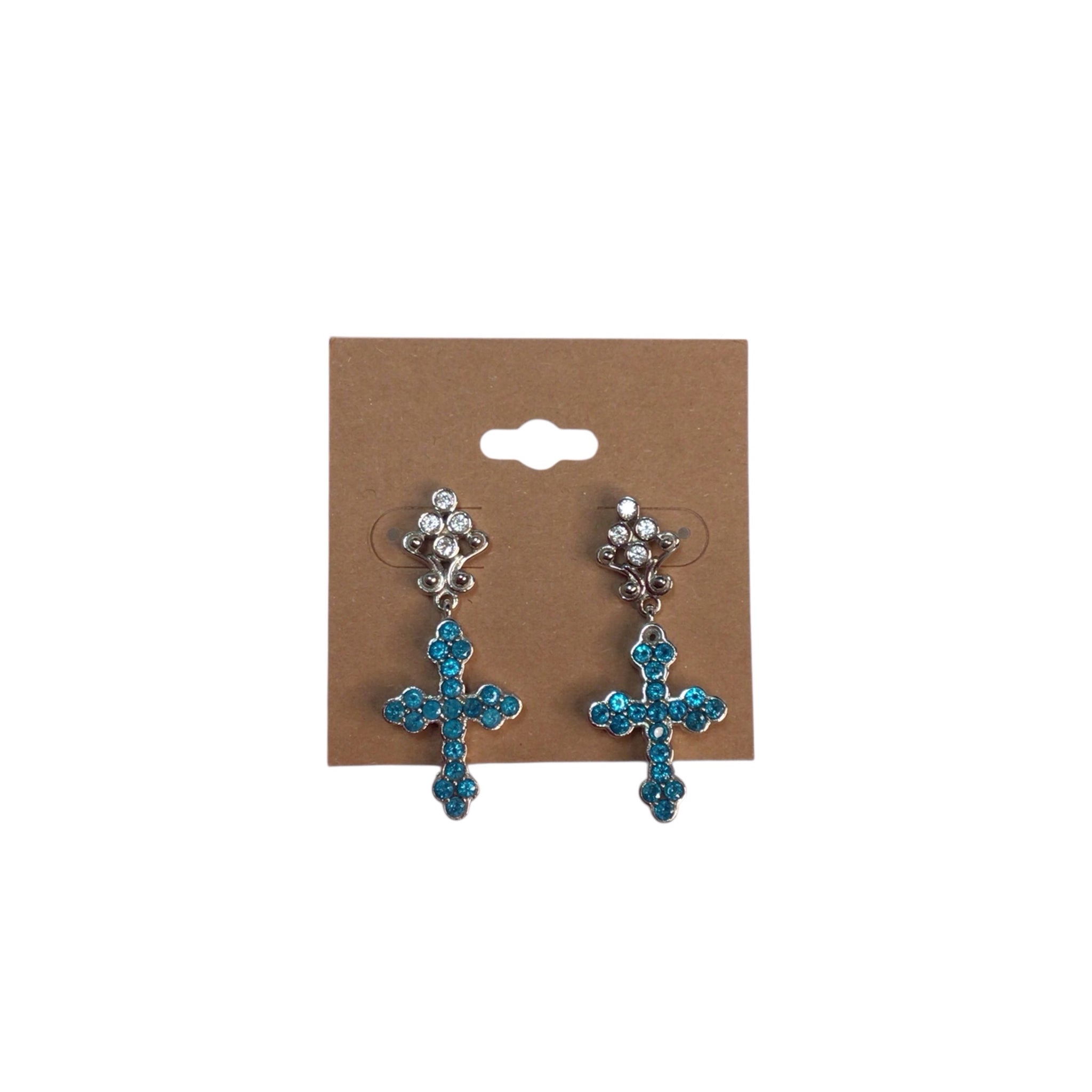 Blue Cross Post Earrings