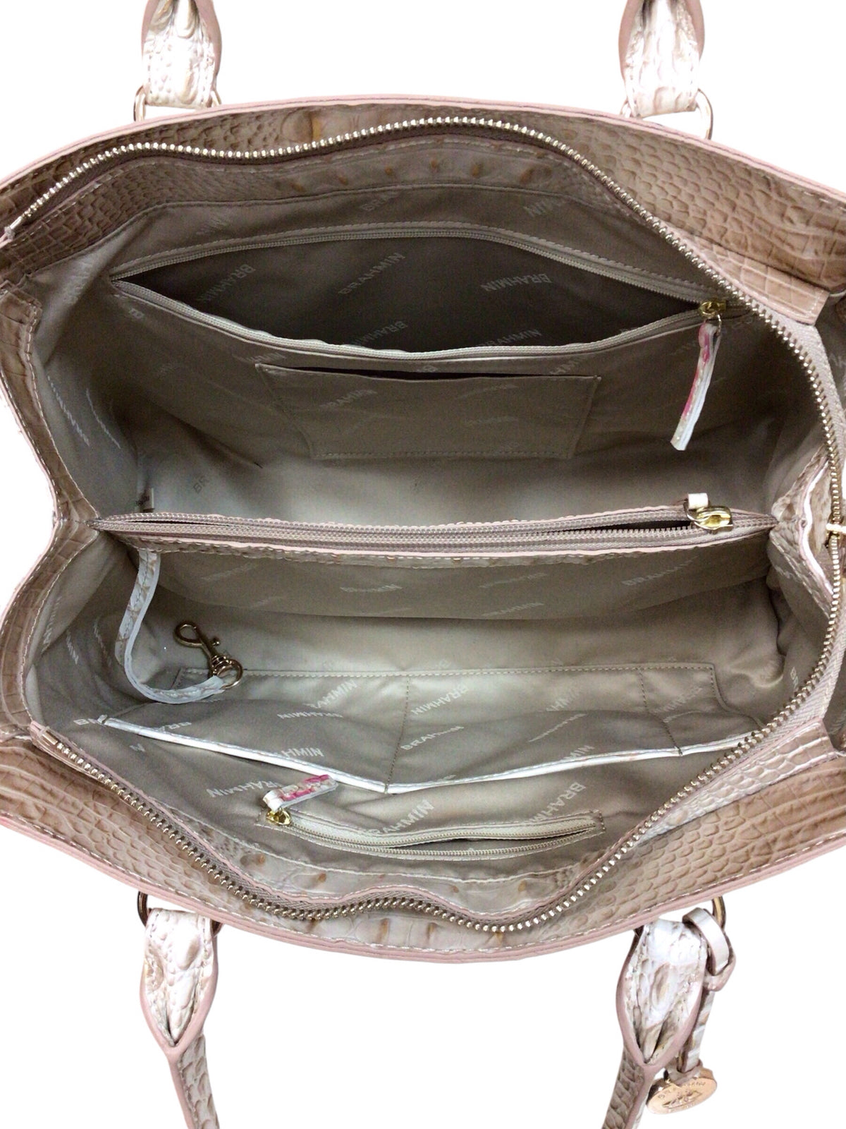Brahmin Small "Finley" Apricot Rose Valentia Leather Satchel Crossbody Bag