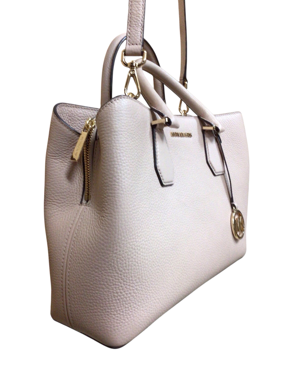 Michael Kors "Camille" Large Light Pink Pebbled Leather Satchel Crossbody Bag