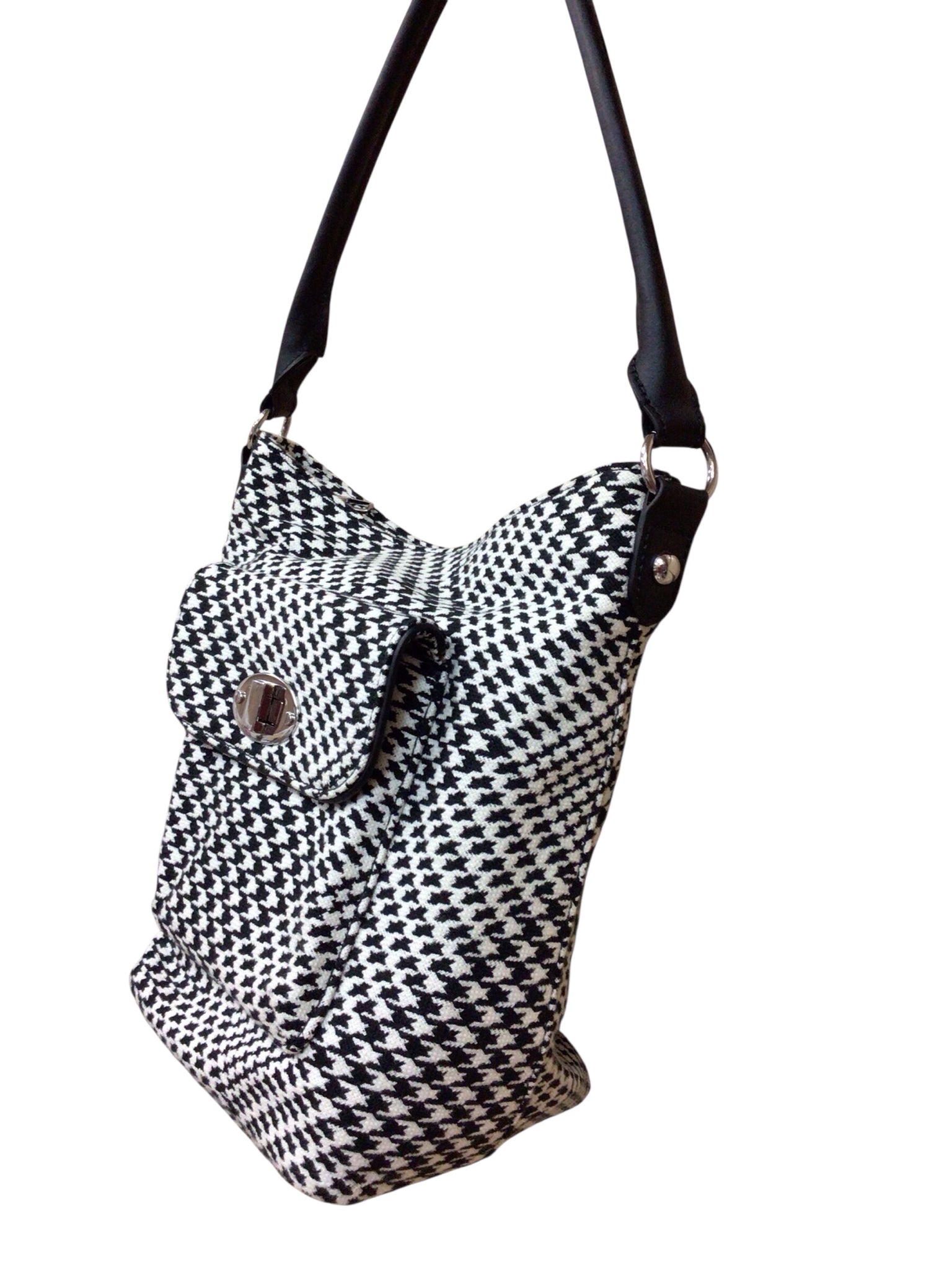 Talbots Black & White Houndstooth Bucket Shoulder Bag