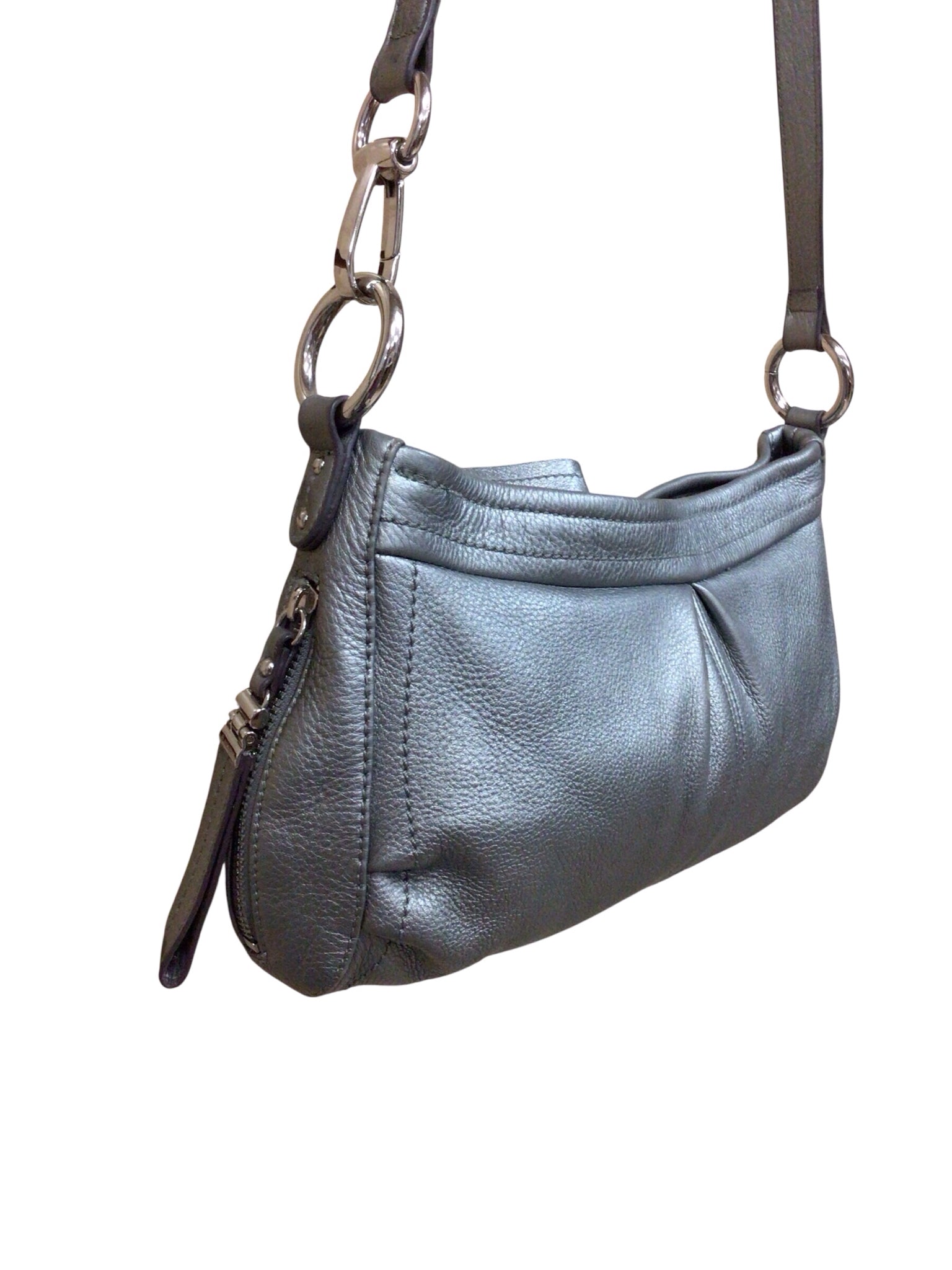 B Makowsky Petwer Pebbled Leather Crossbody Bag