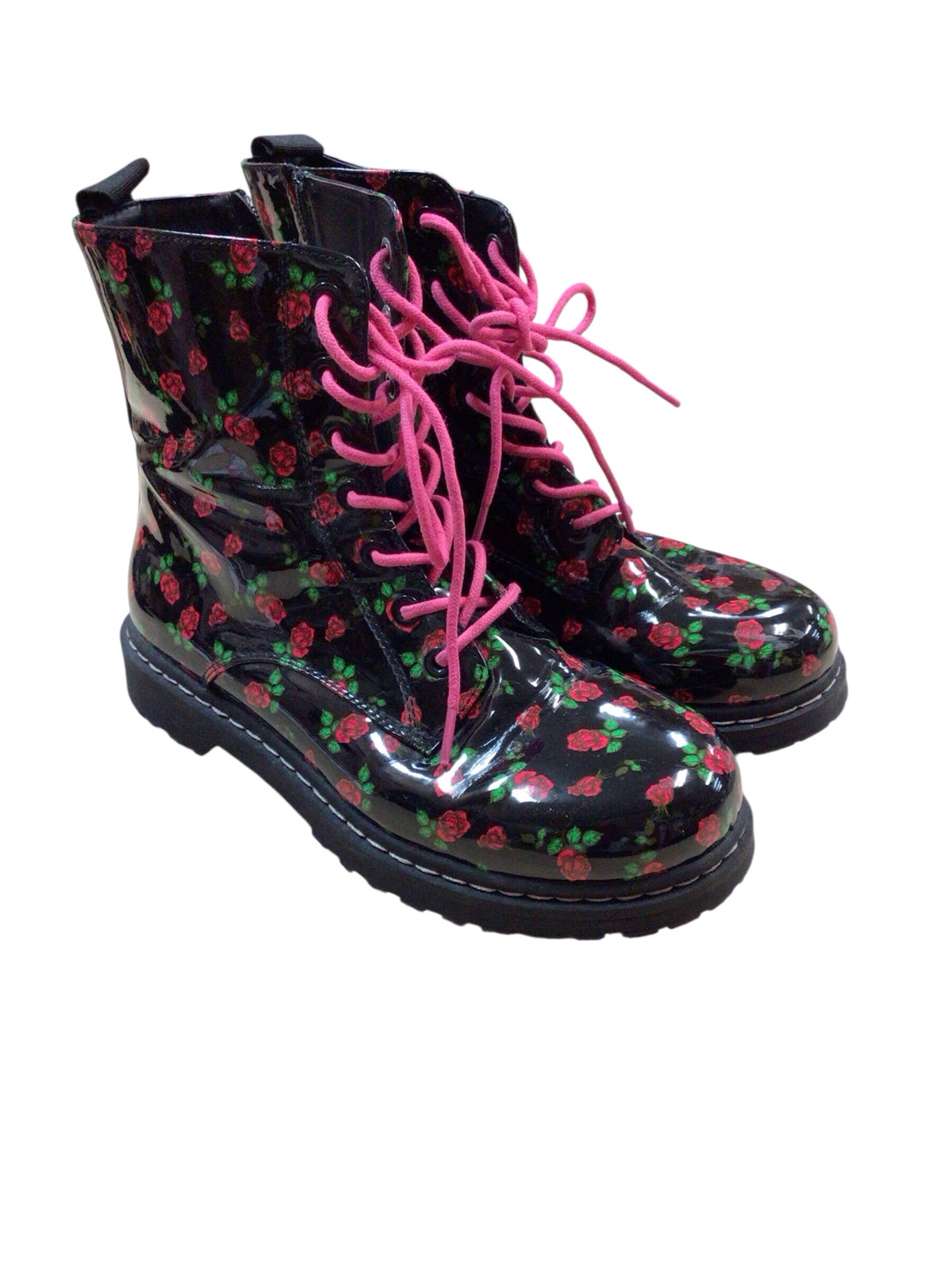Betsey Johnson Torrid T-Ryleer Black Red Roses Boots Size 10 W