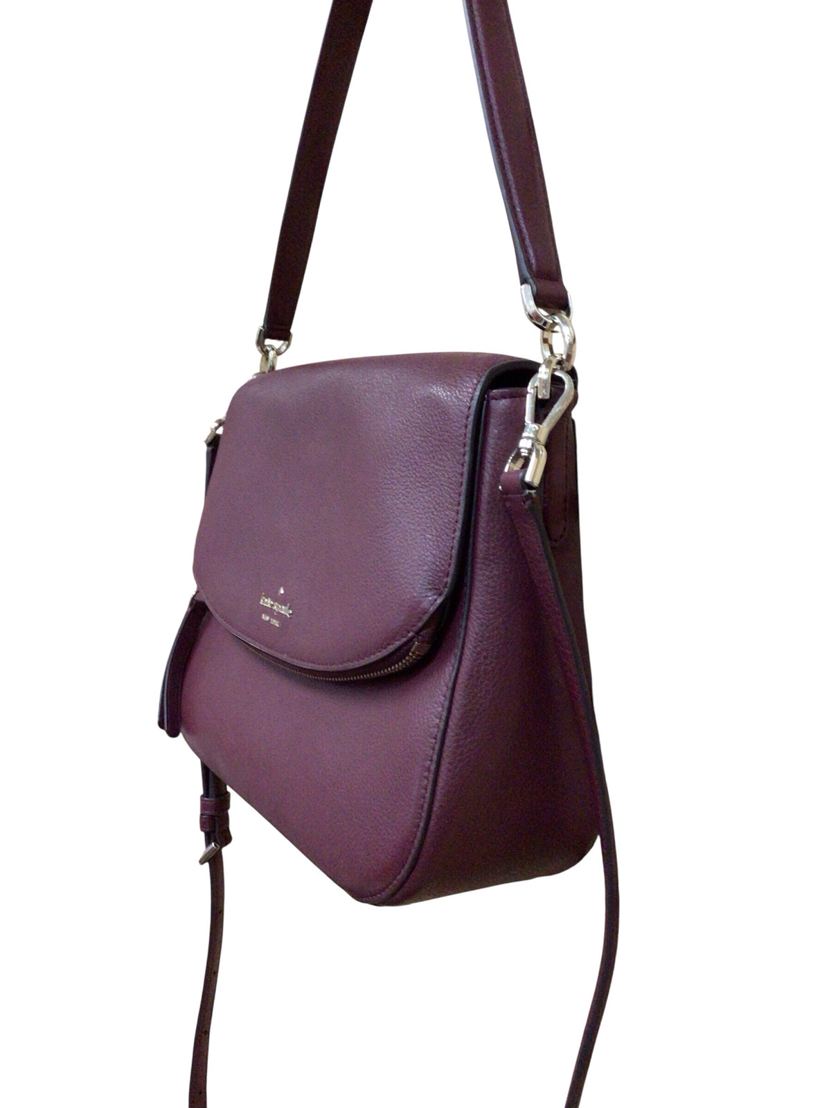 Kate Spade "Jackson" Burgundy Leather Medium Flap Shoulder Crossbody Bag