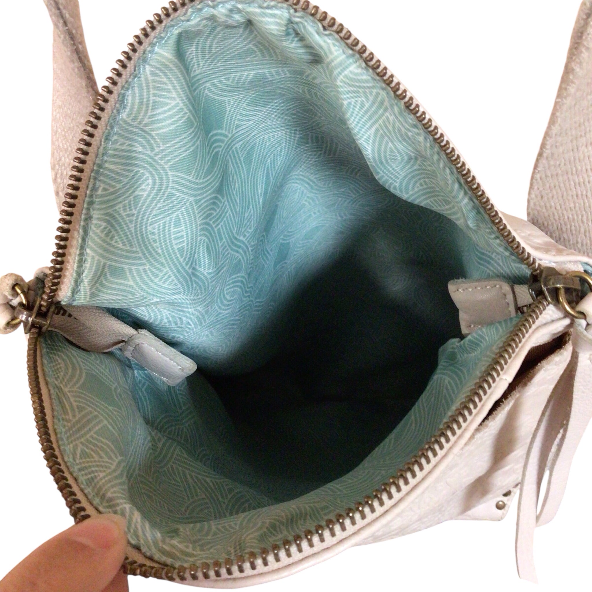 The Sak "Silverlake" Ivory Embossed Floral Leather Shoulder Bag