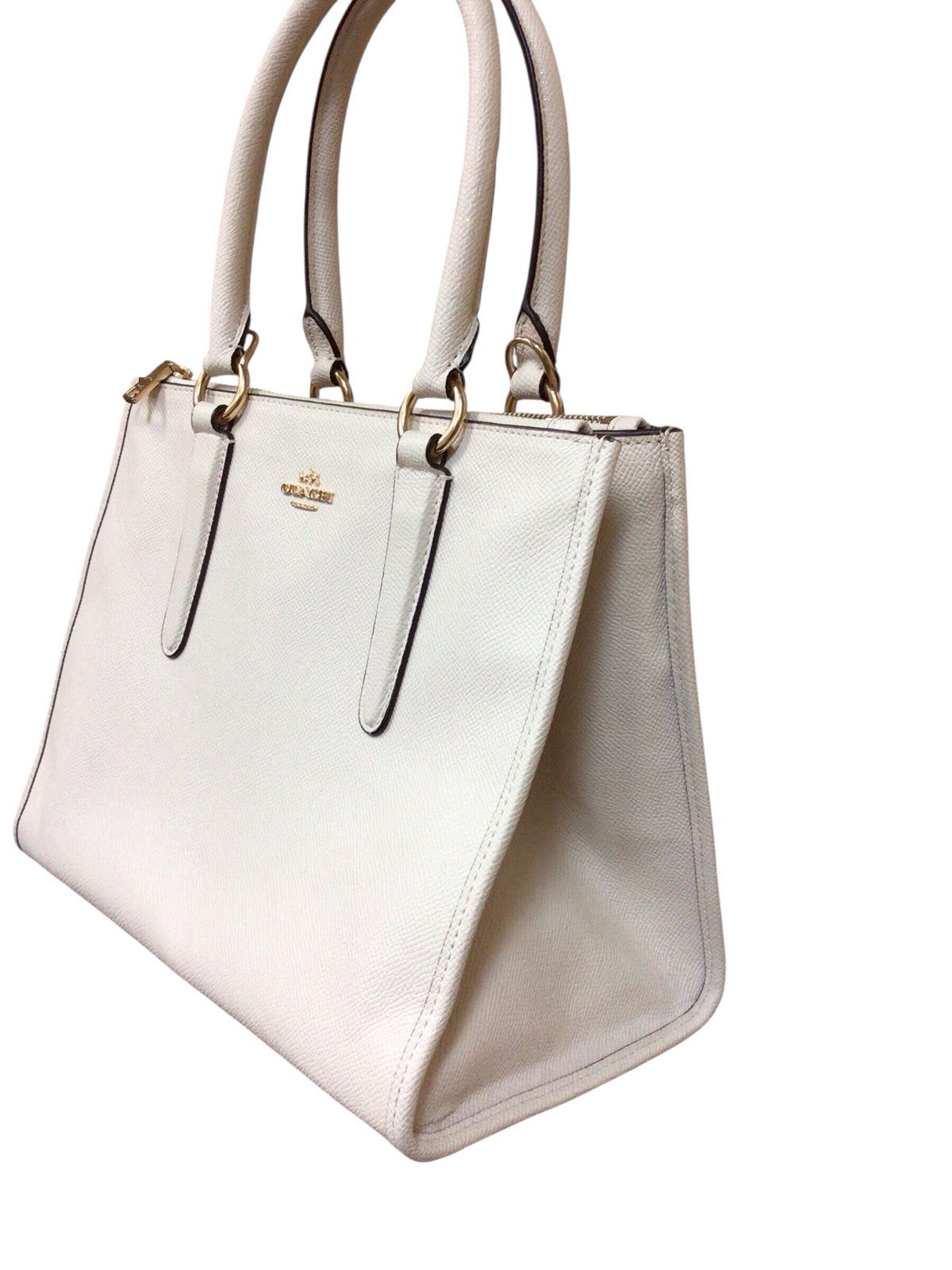 Coach F14928 "Crosby Carryall" White Leather Satchel