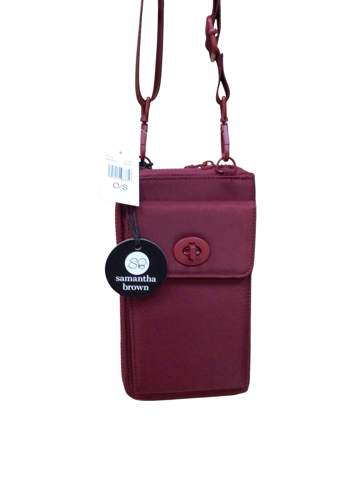 Samantha Brown "To-Go Phone" Burgundy Nylon Crossbody Bag