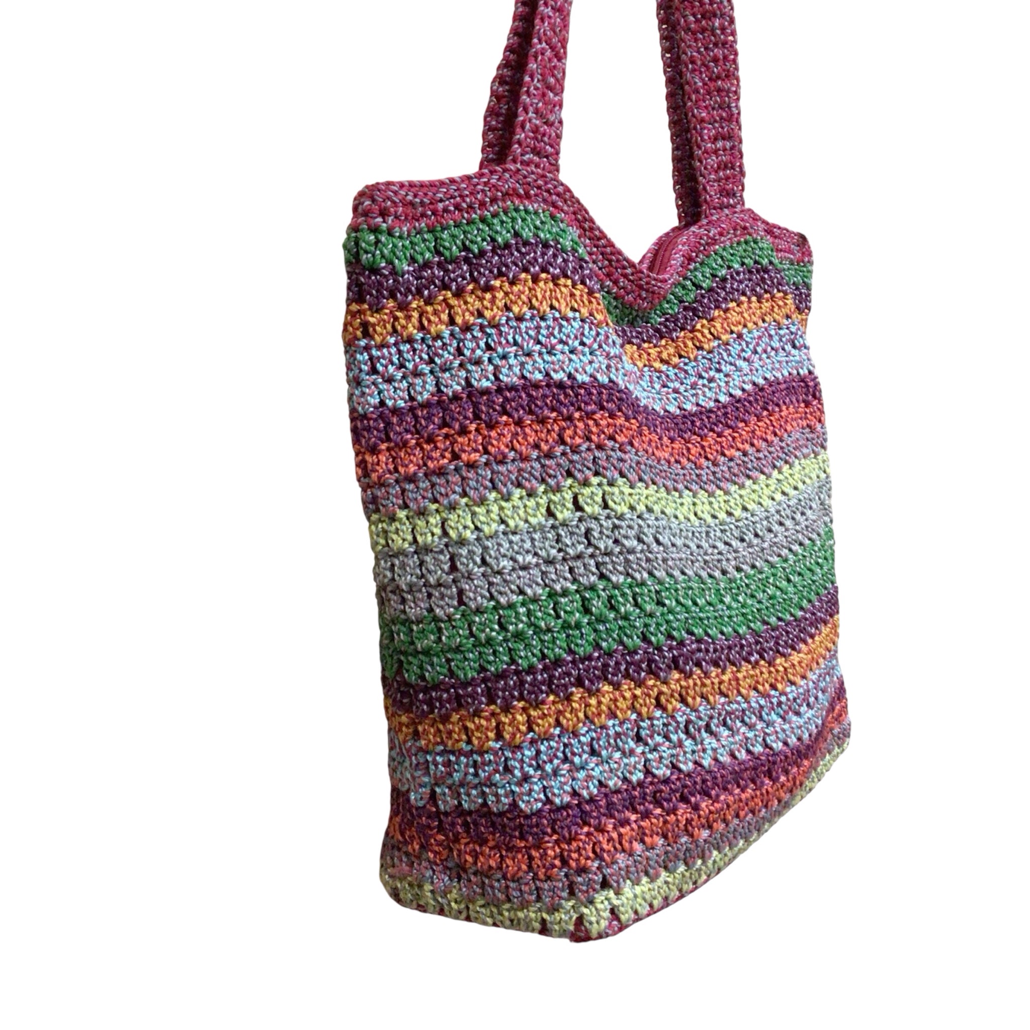 The Sak Multi-Color Striped Boho Crochet Shoulder Bag