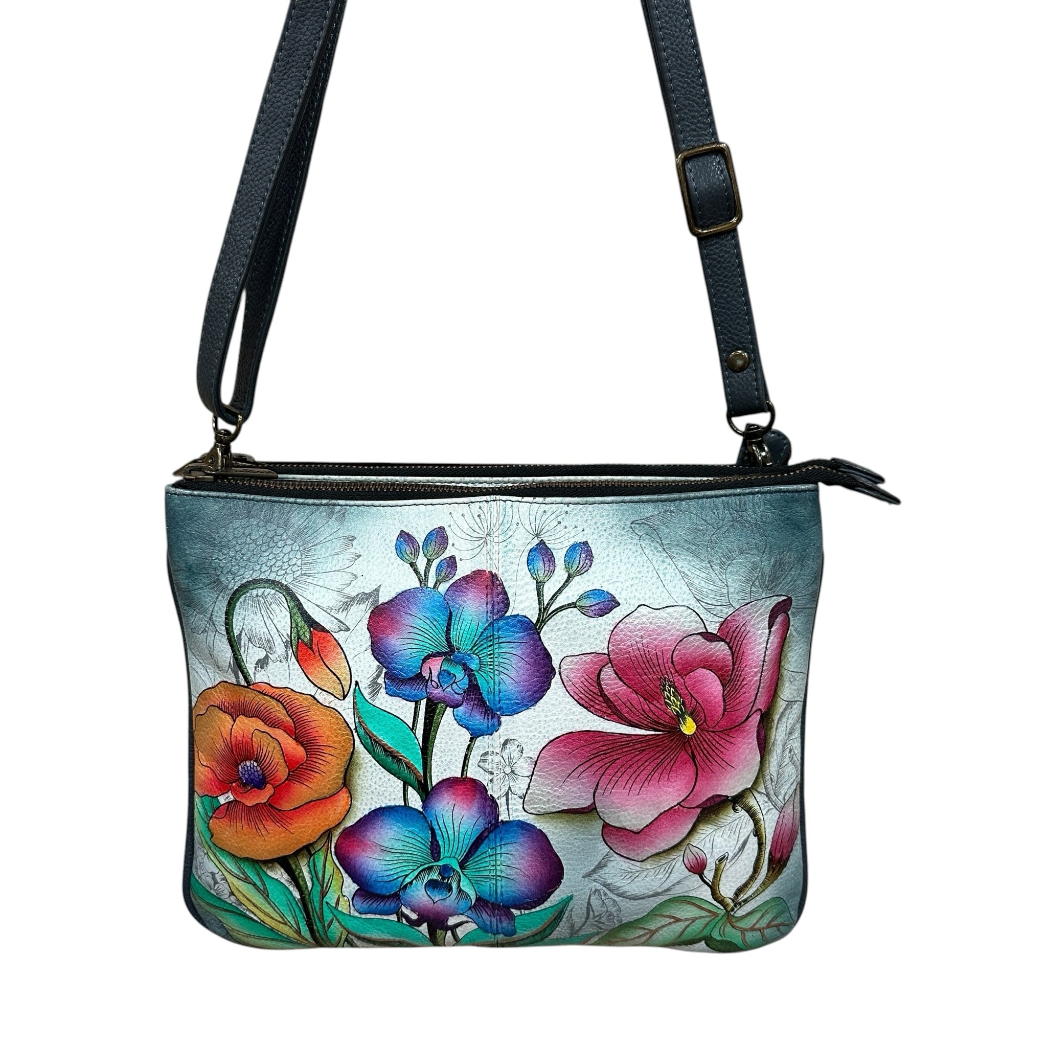 Anuschka Hand Painted Leather Crossbody Shoulder Bag