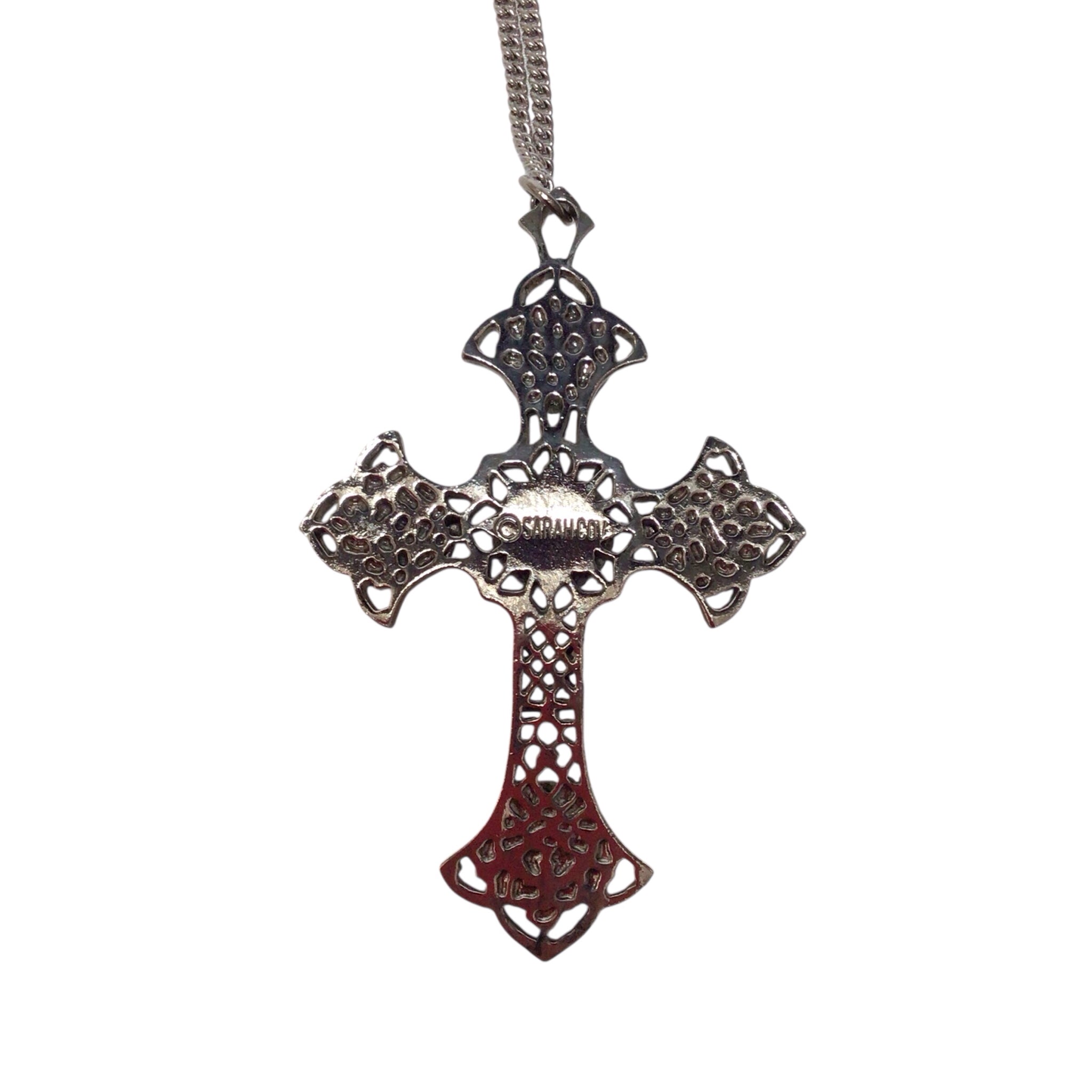 Vintage Sarah Coventry Silver Plated Cross Pendant Necklace