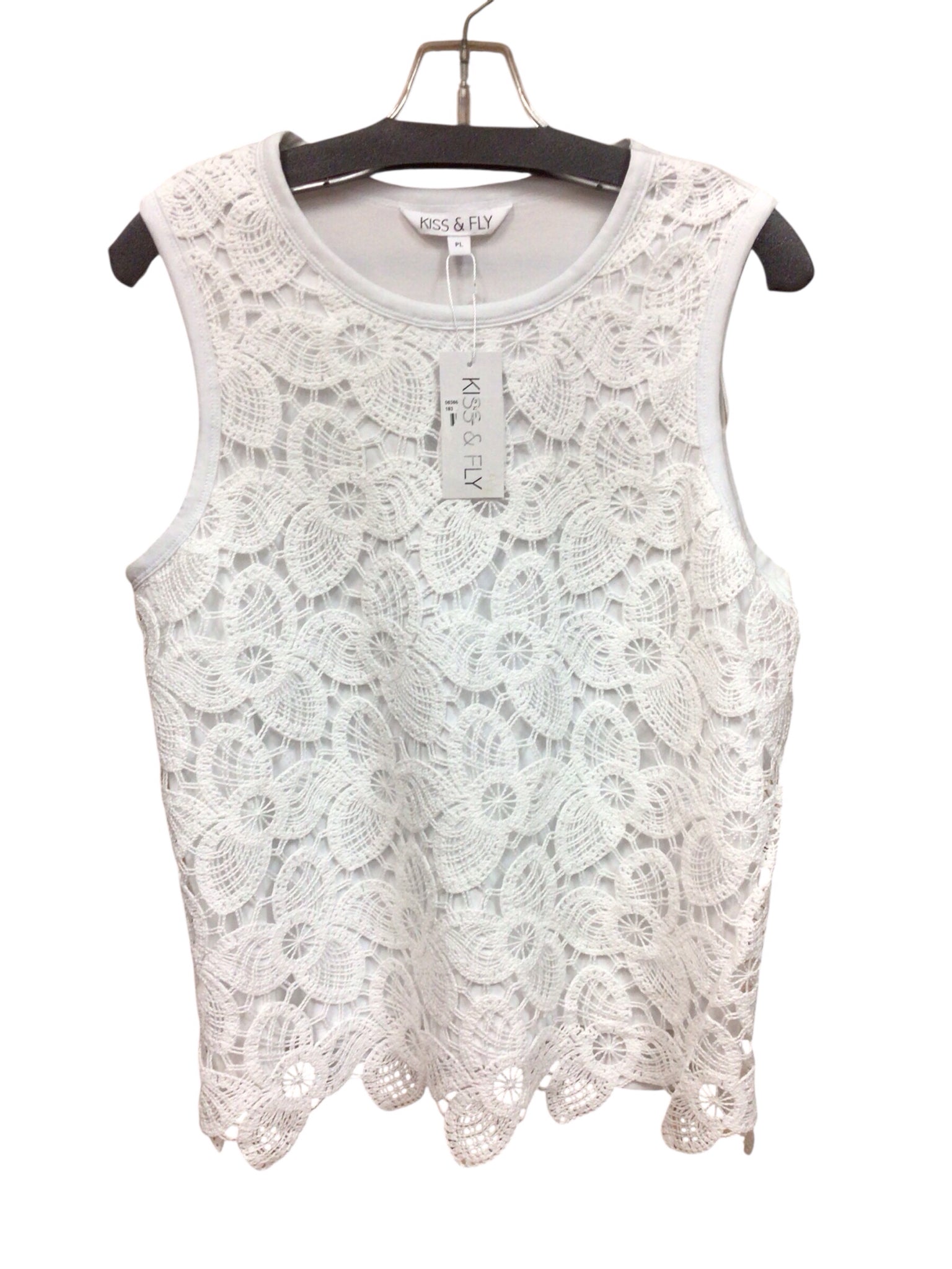 Kiss & Fly White Lace Sleeveless Top Size Petite Large