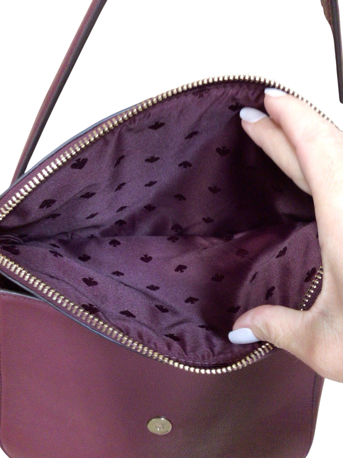 Kate Spade "Jackson" Burgundy Leather Medium Flap Shoulder Crossbody Bag