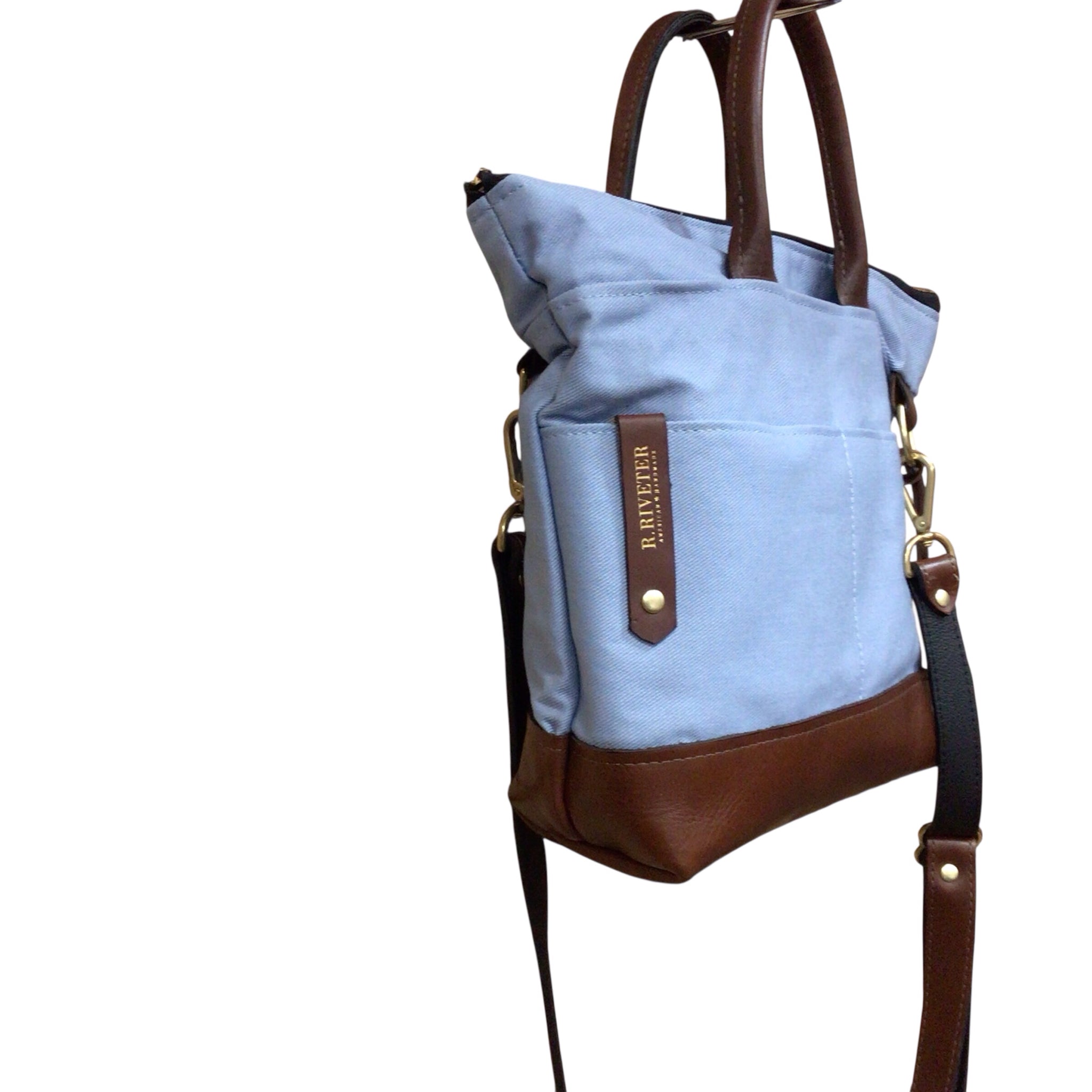 R. Riveter "Otto" Canvas & Leather Crossbody Satchel Bag