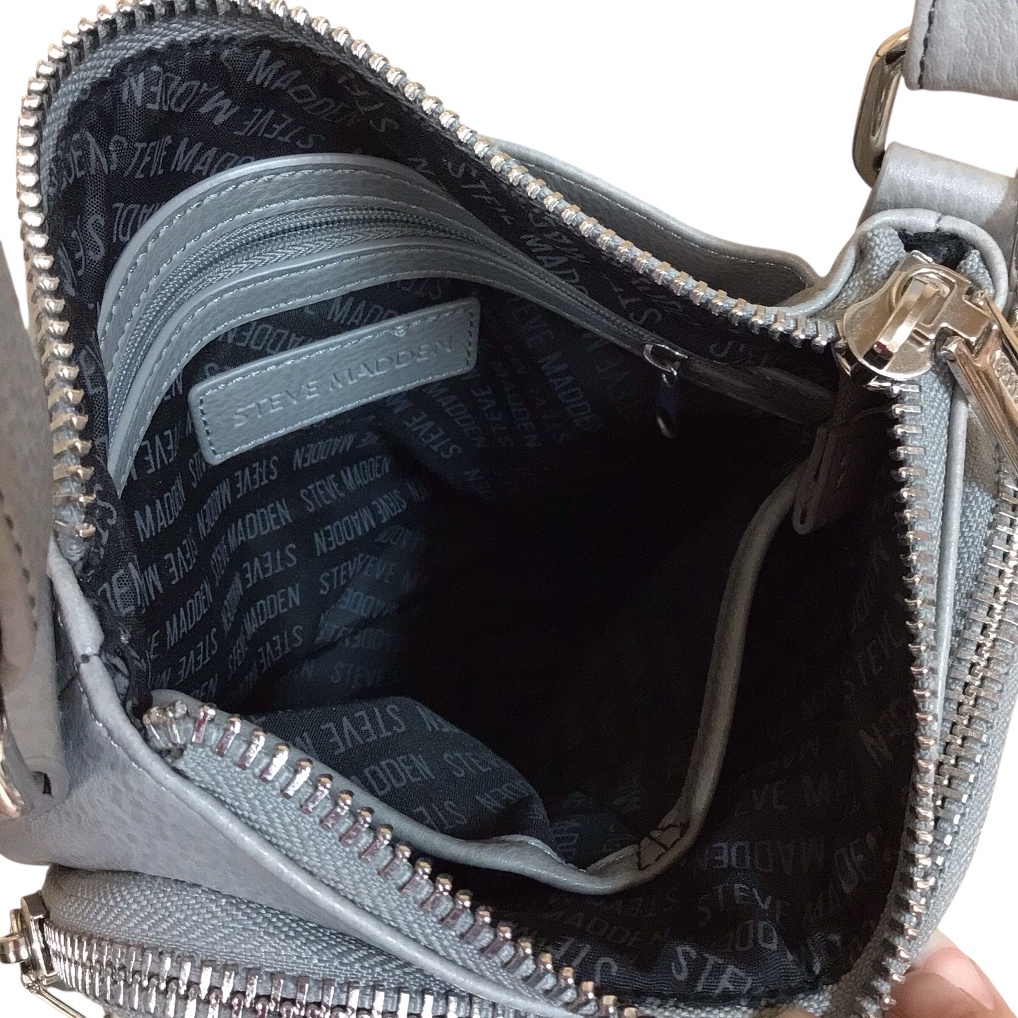 Steve Madden Gray Quilted Leather Crossbody Bag