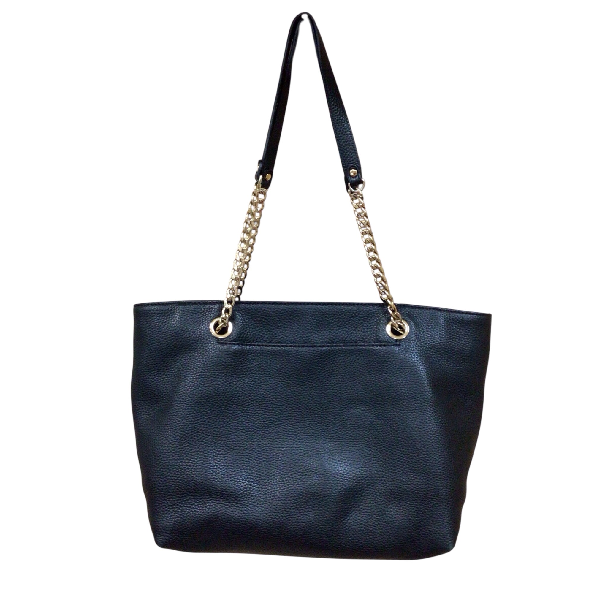 Michael Kors Black Pebbled Leather & Gold Chain Shoulder Bag