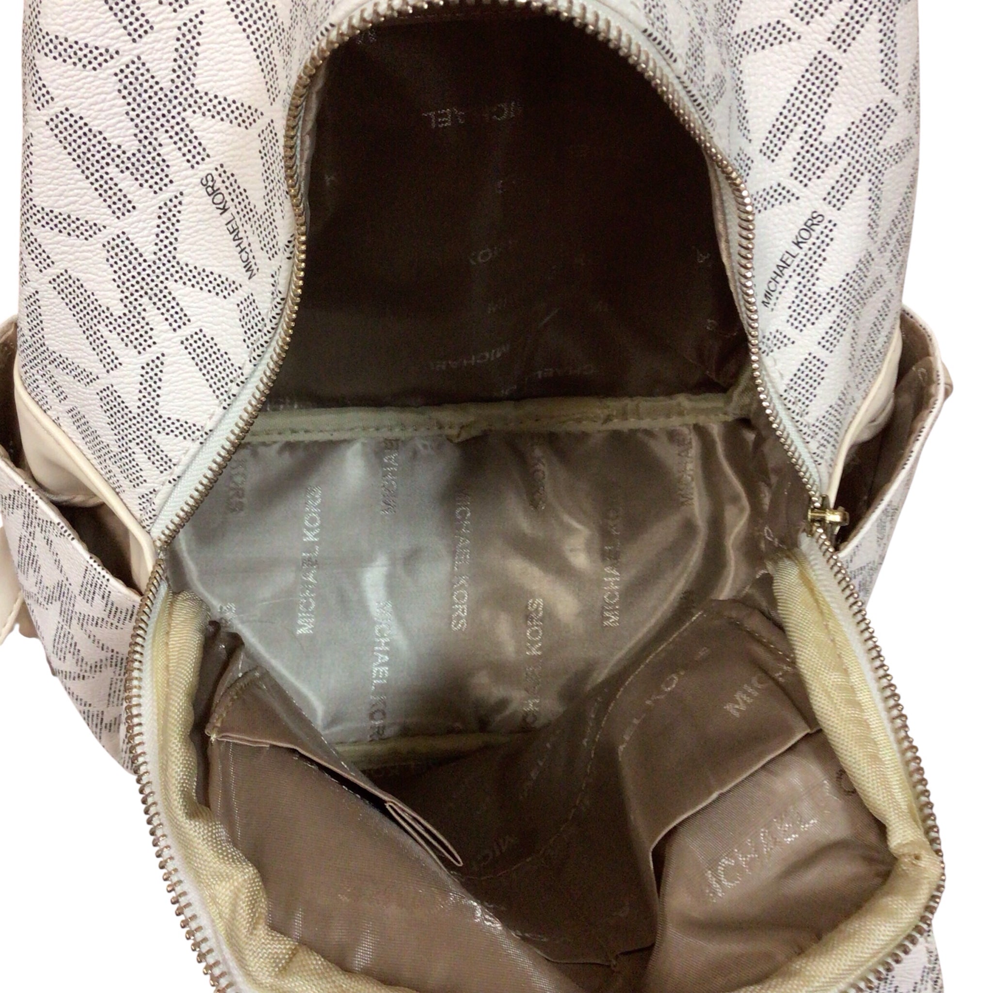 Michael Kors White Leather Signature Backpack