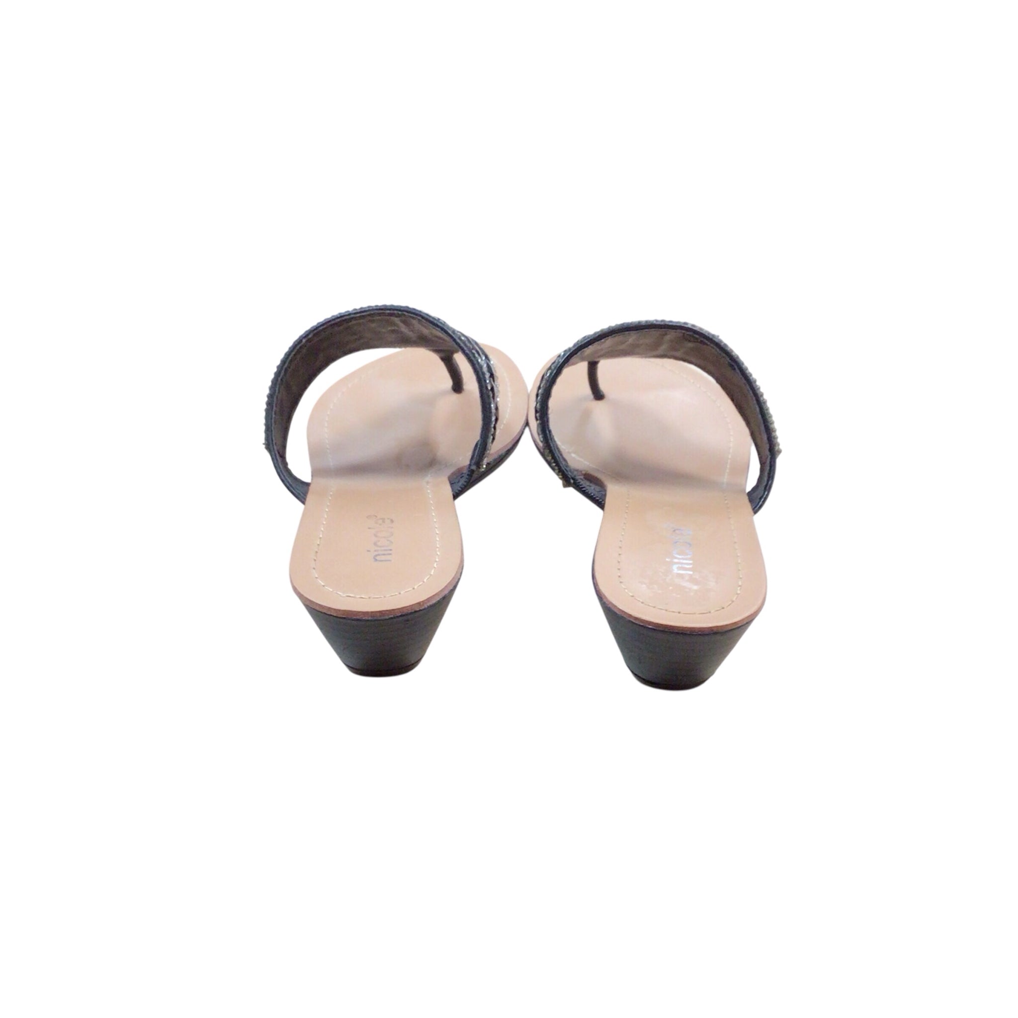 Nicole Black Rhinestone Studded Sandals Size 7.5