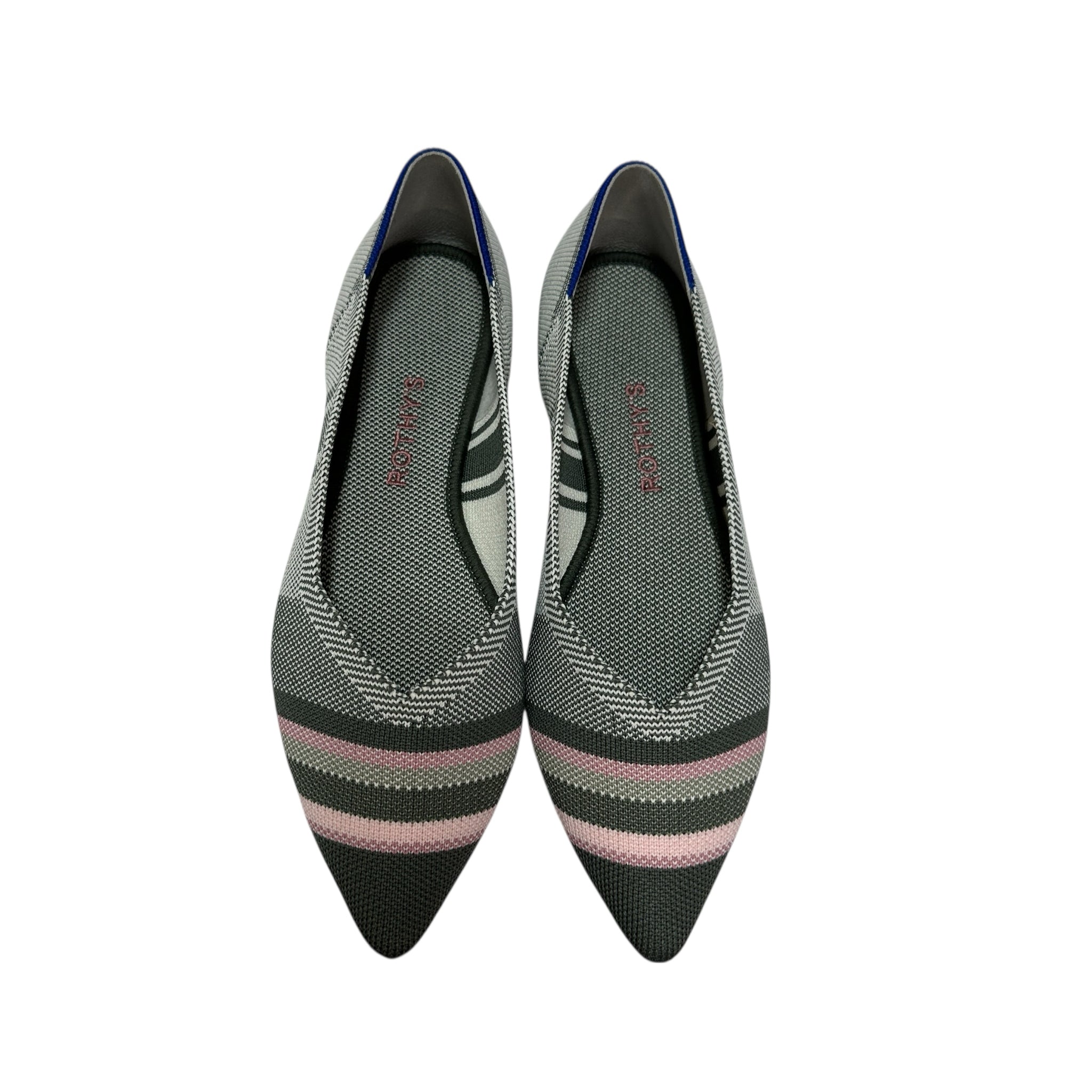 Rothy's The Point Inverse Gray & Pink Stripe Flats Size 8.5