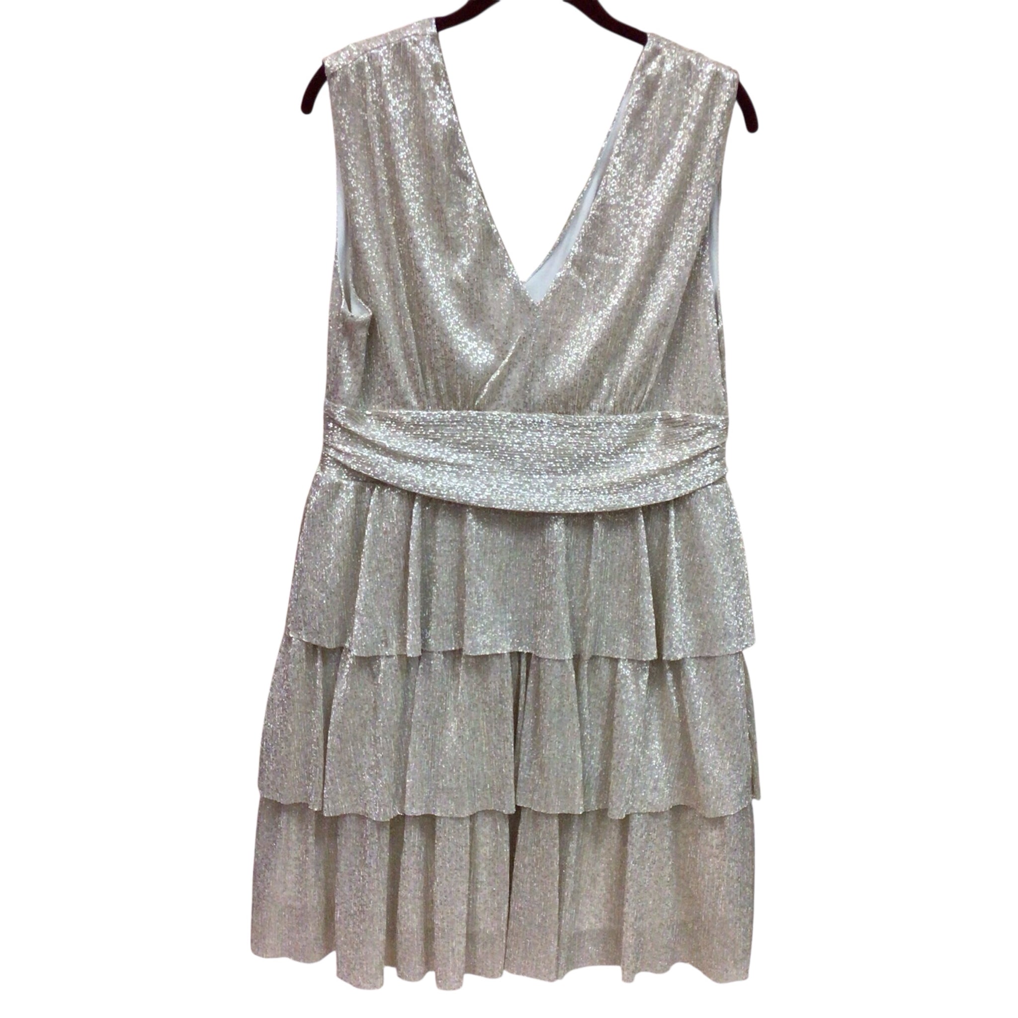 Lilly Pulitzer "Faye" Sleeveless Metallic Ruffle Cocktail Dress Size Large