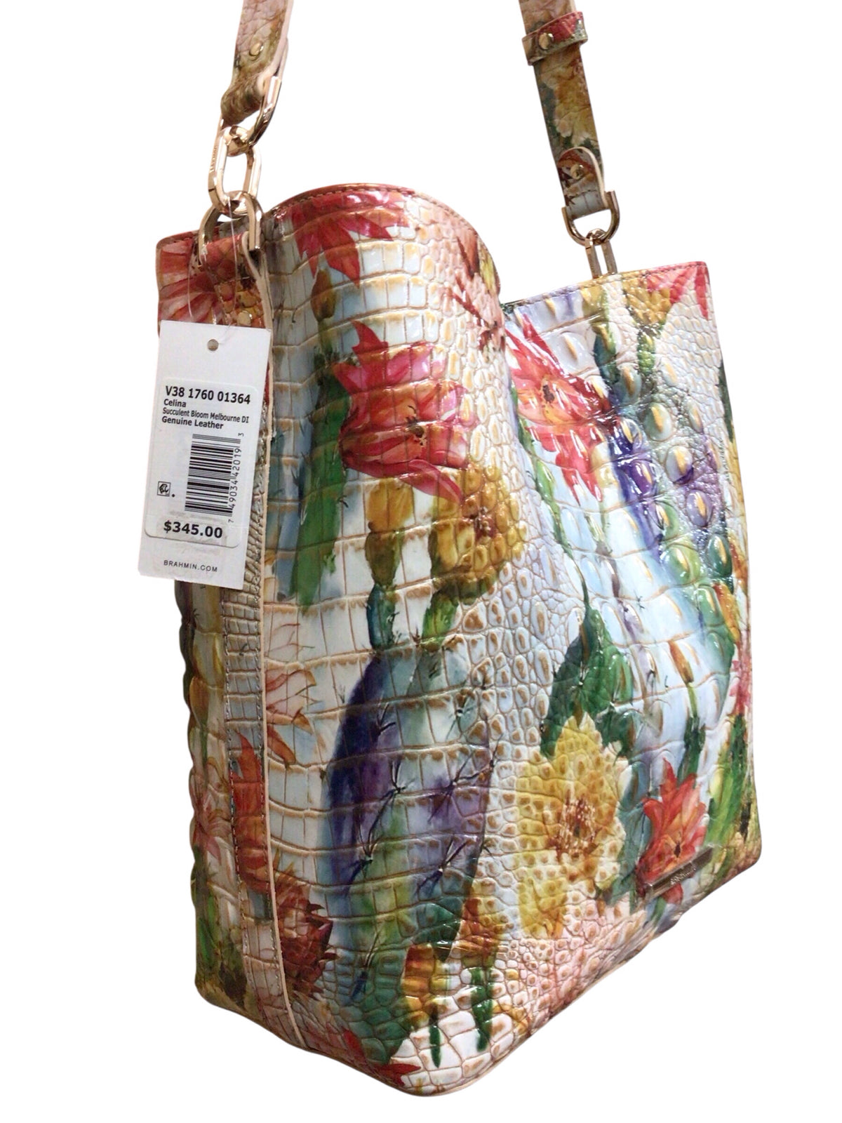 Brahmin "Celina" Succulent Bloom Melbourne Leather Shoulder Bag