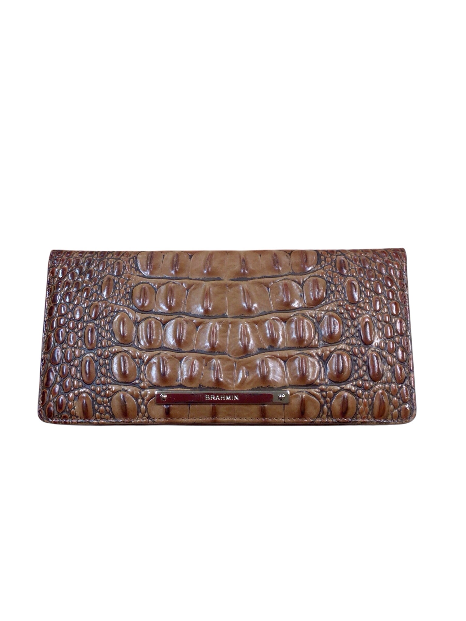 Brahmin "Ady" Pecan Melbourne Croc-Embossed Leather Bi-Fold Wallet