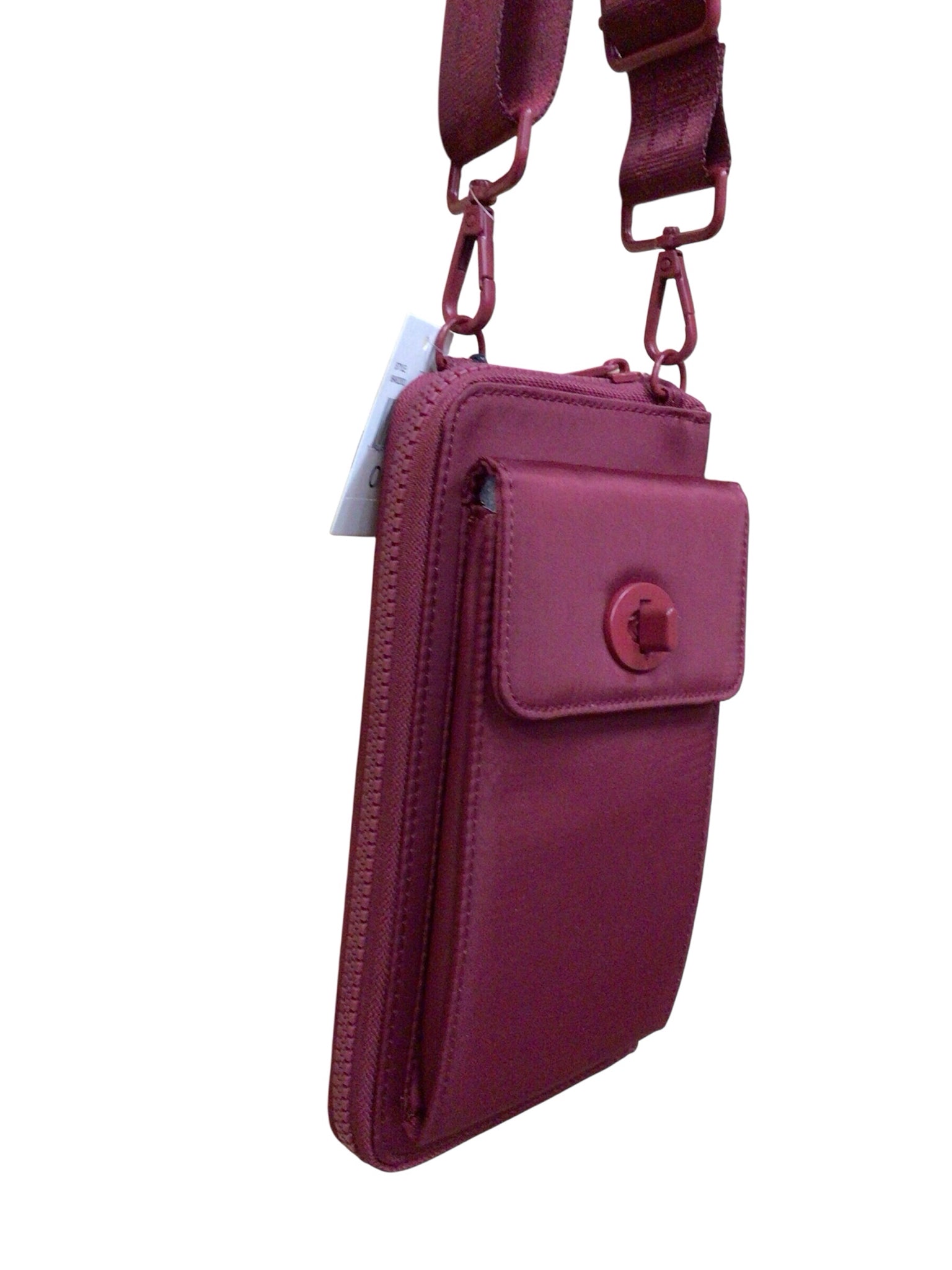 Samantha Brown "To-Go Phone" Burgundy Nylon Crossbody Bag
