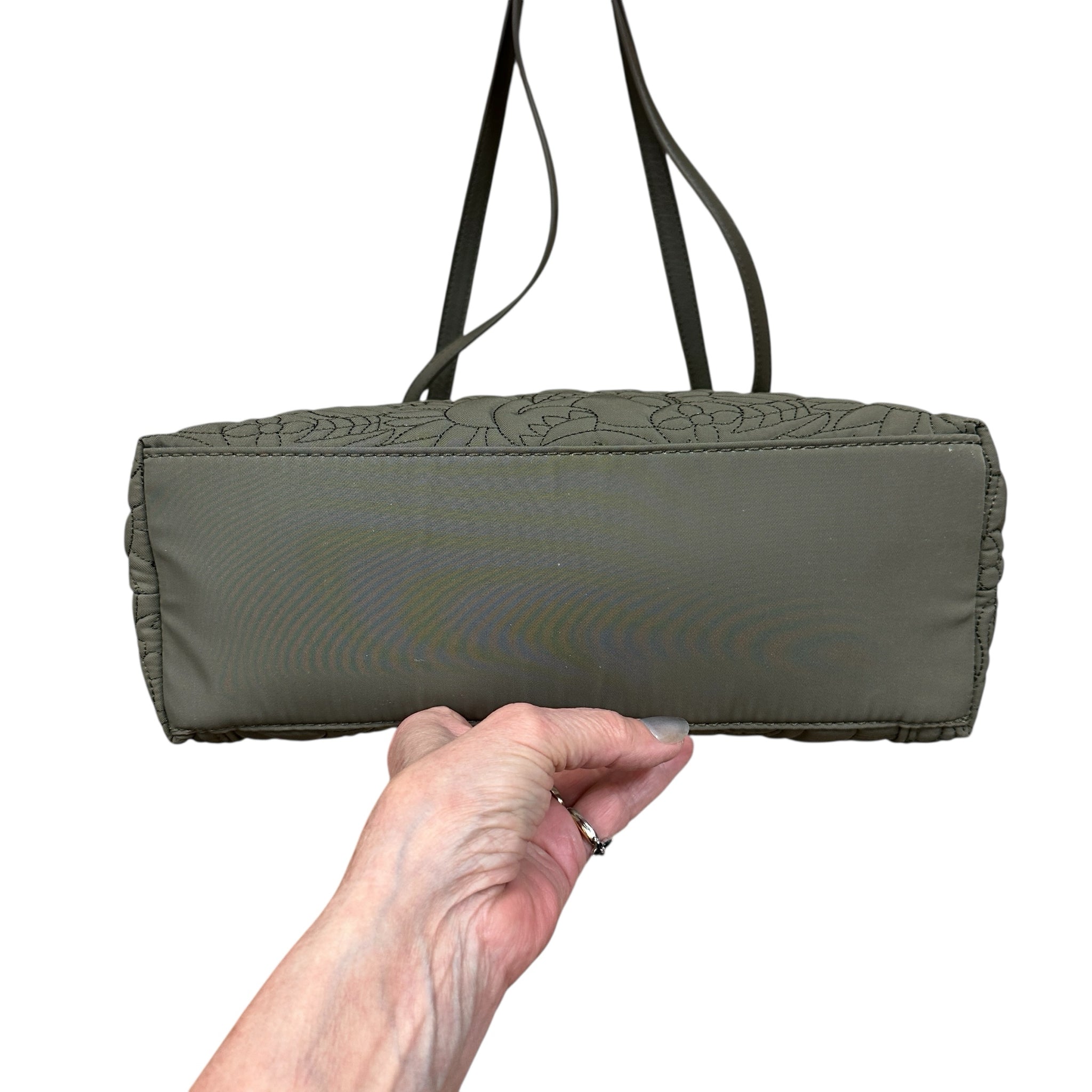 Sakroots Quilted Fabric Olive Green Metro Shoulder Bag