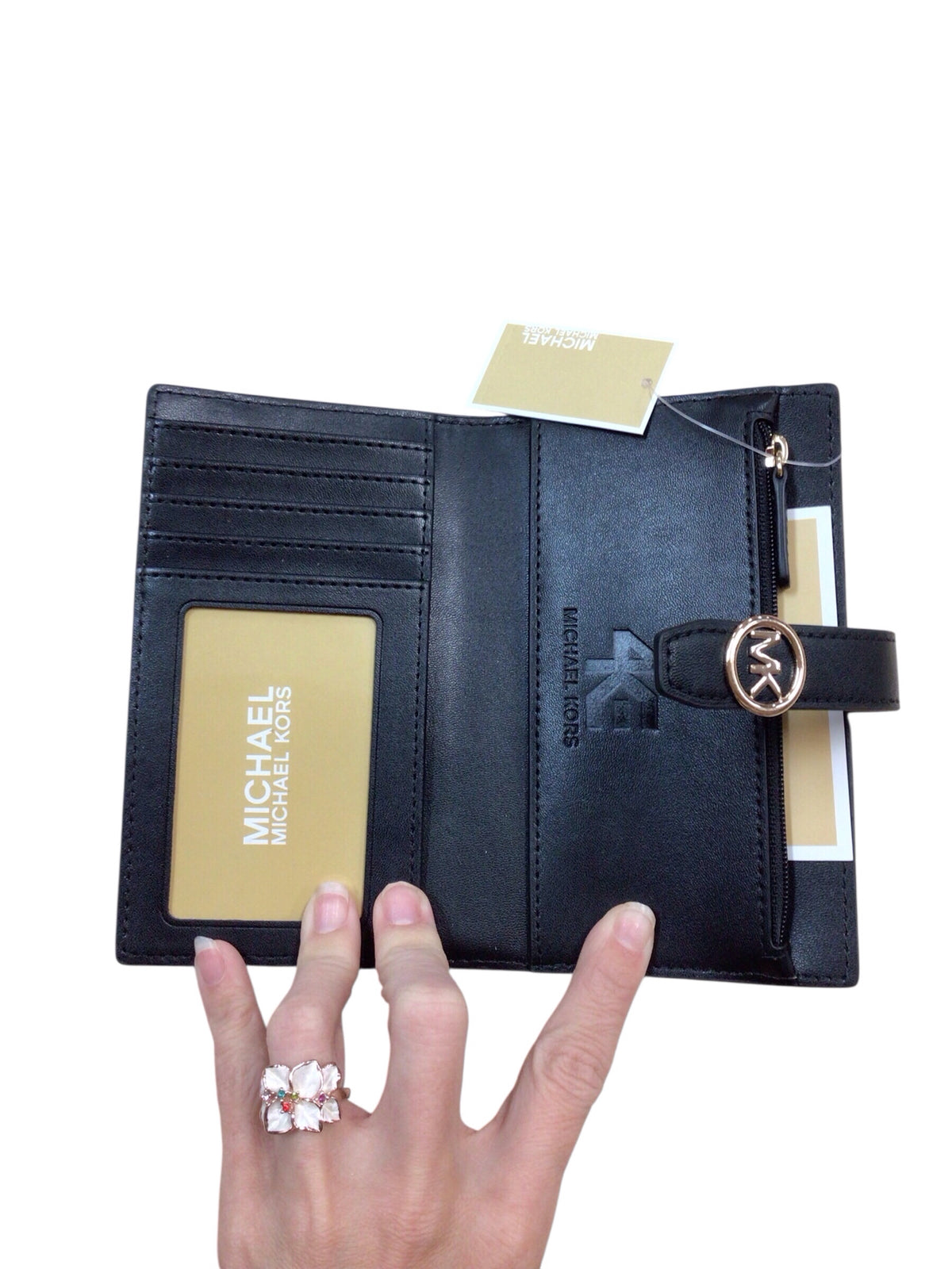 Michael Kors "Greenwich" Bifold Black Leather Wallet