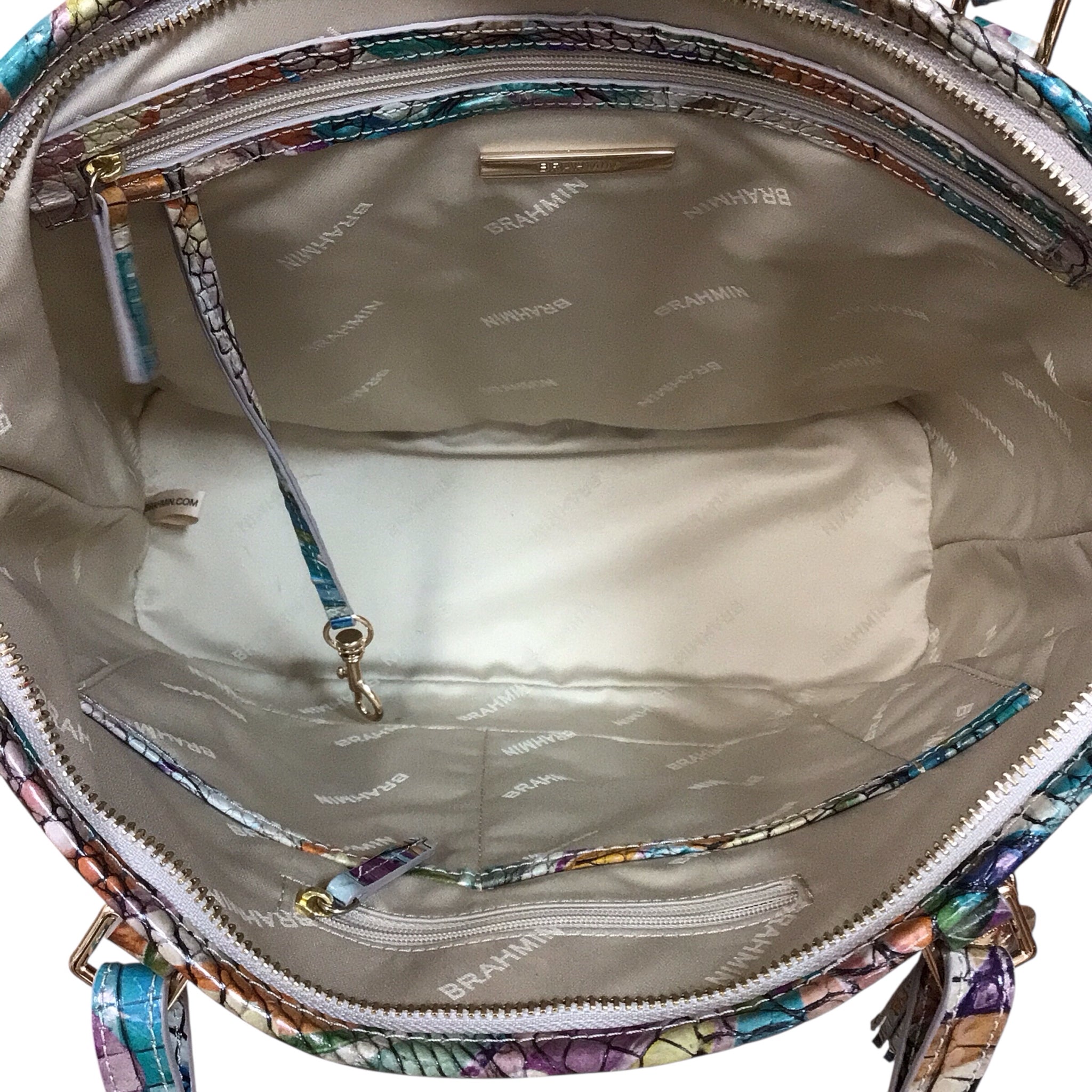 Brahmin Medium Asher "Flourish Melbourne" Croc-Embossed Leather Shoulder Bag