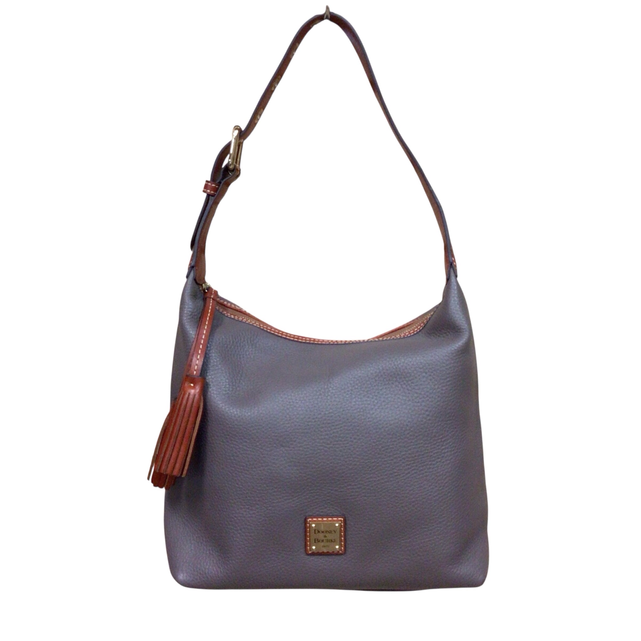 Dooney & Bourke Taupe Pebbled Leather "Paige" Hobo Shoulder Bag