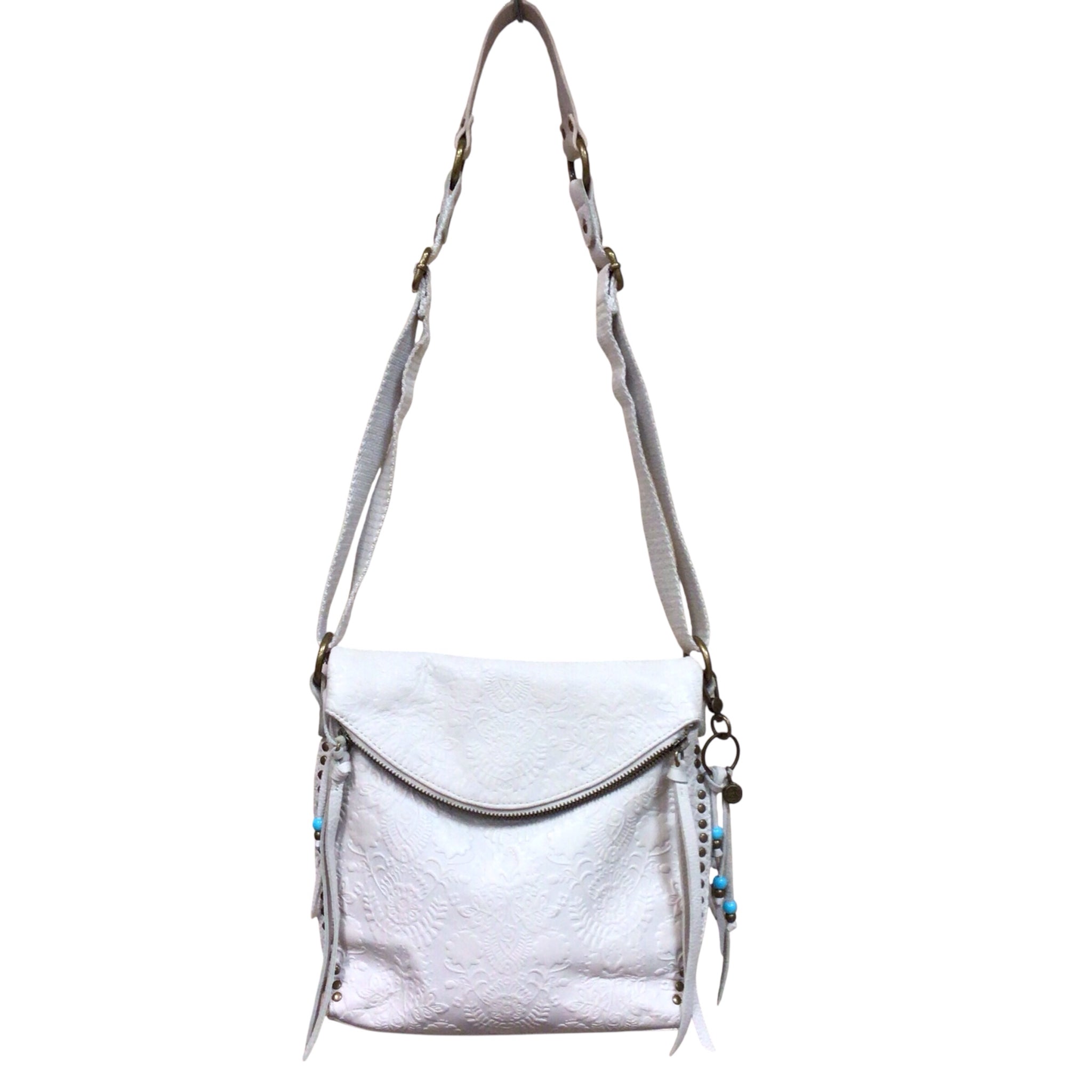 The Sak "Silverlake" Ivory Embossed Floral Leather Shoulder Bag