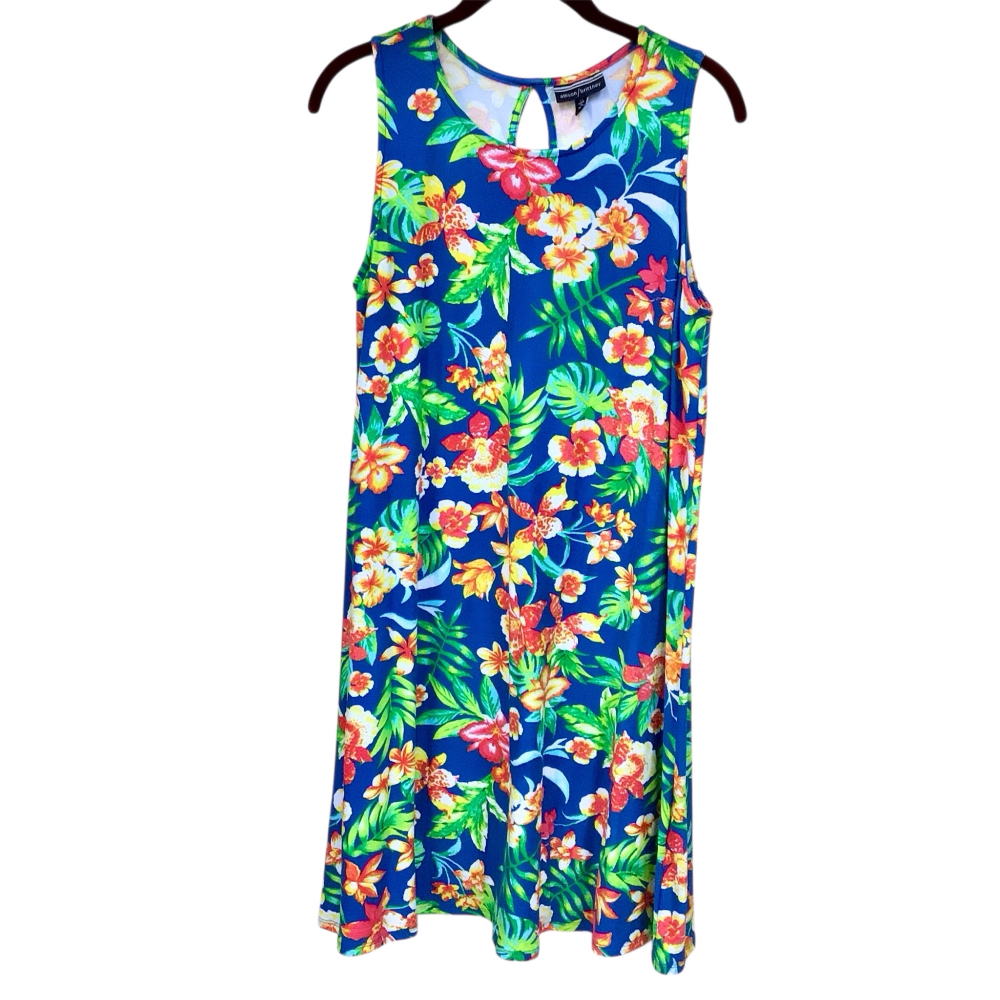 Allison Brittney Sleeveless Tropical Dress Size Medium