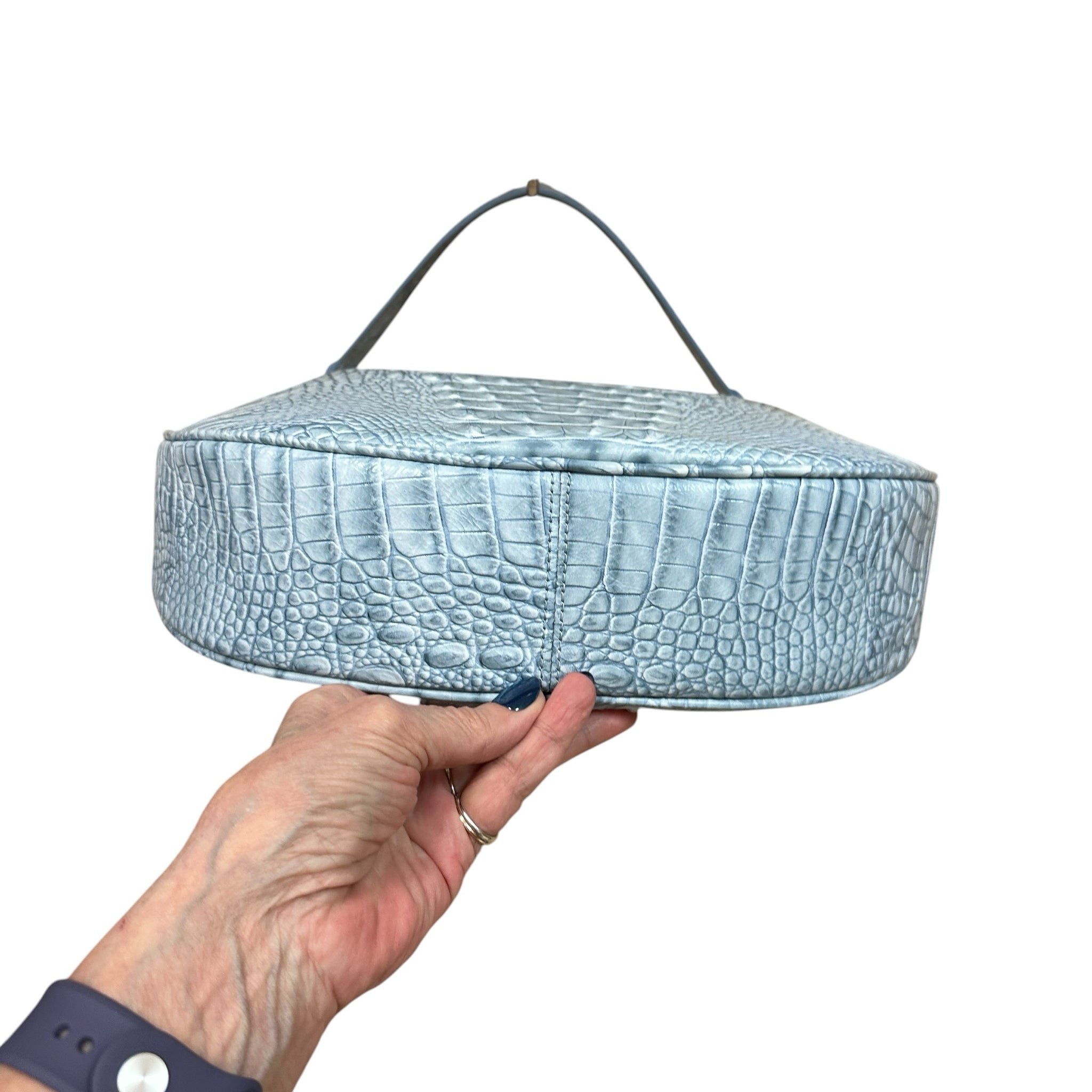 Brahmin Kathleen Stonewash Blue Alden Road Leather Shoulder Bag
