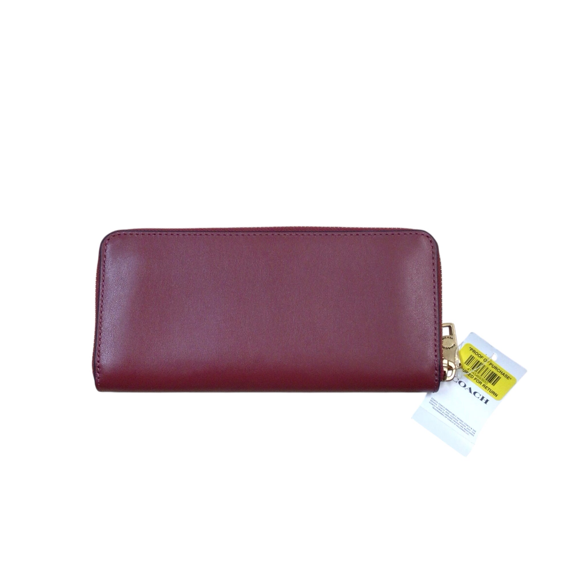 Coach Slim Accordian Cherry Red Leather Zip Around Wallet