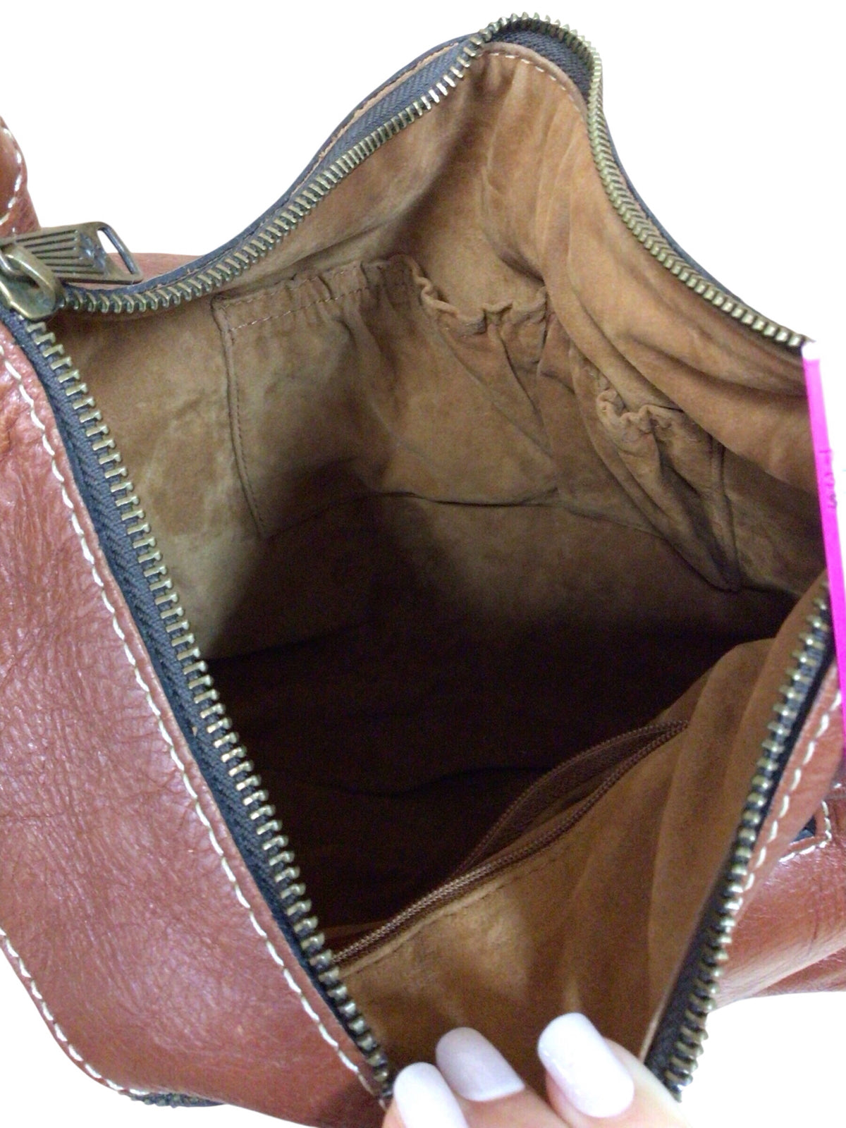 Patricia Nash Large Brown Italian Distressed Leather Crossbody Bag