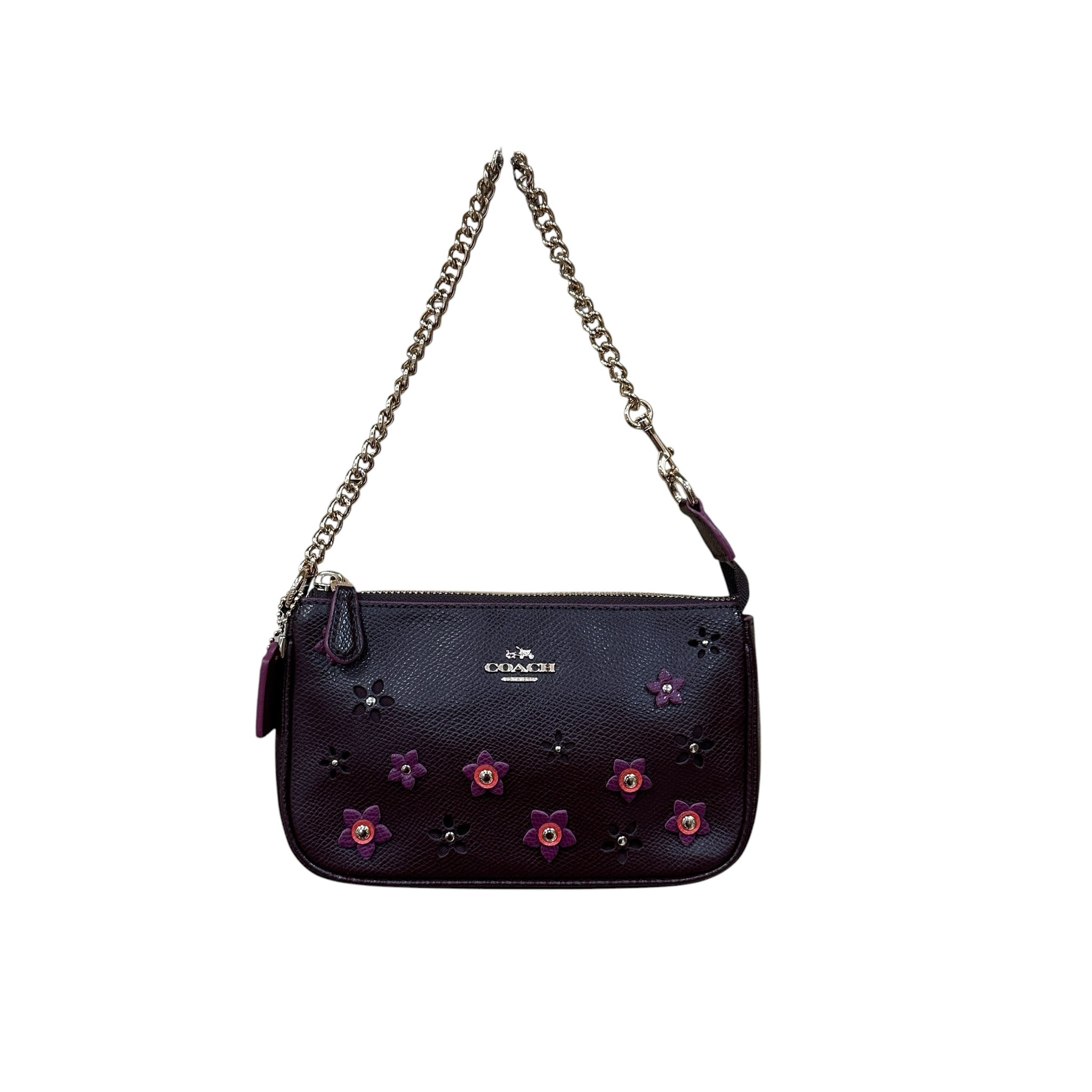 Coach Floral Whirl "Nolita 19" Burgundy Leather Hand Bag