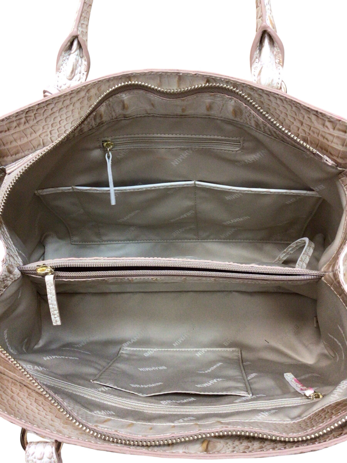 Brahmin Small "Finley" Apricot Rose Valentia Leather Satchel Crossbody Bag