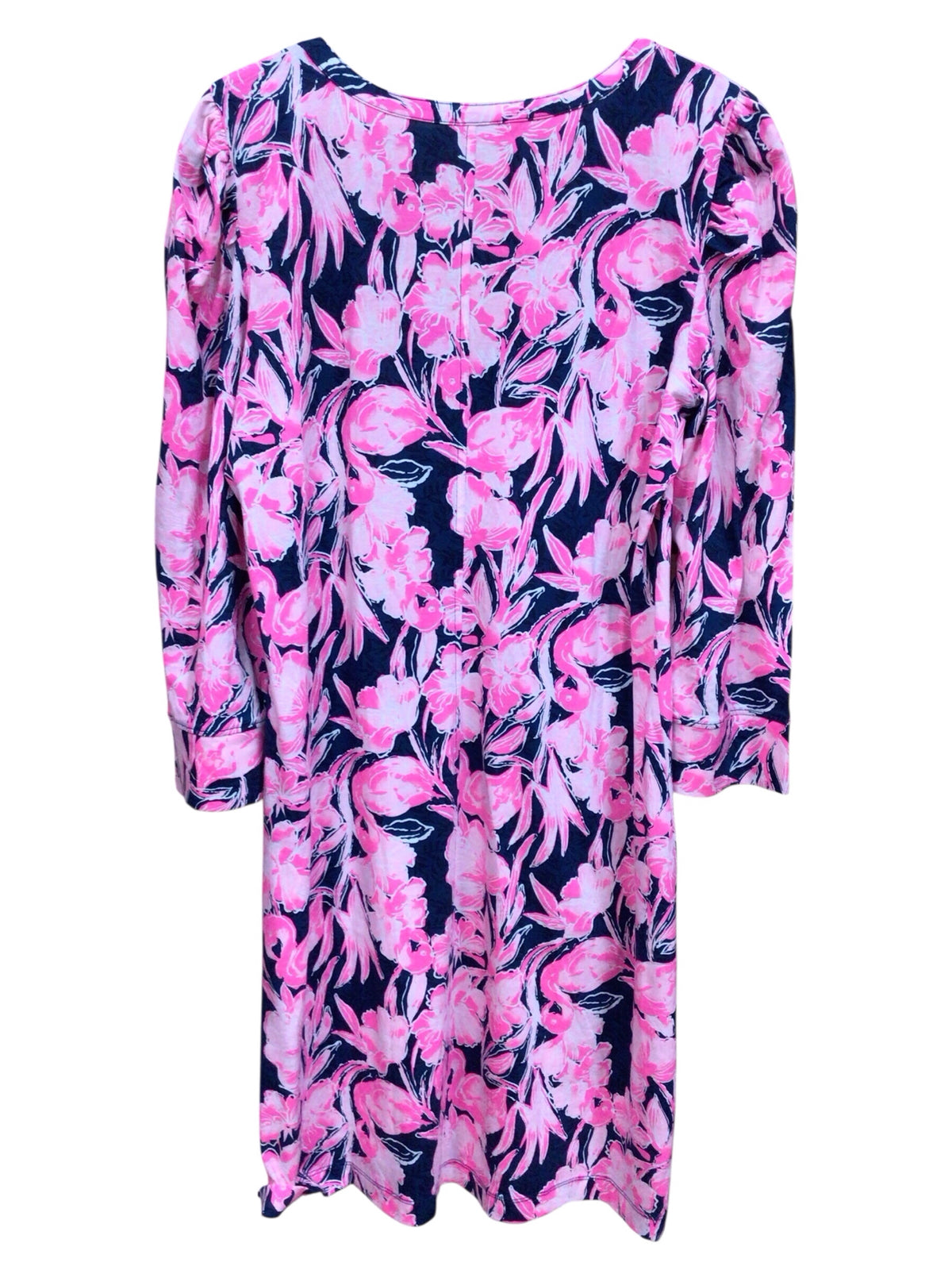 Lilly Pulitzer "Marlie" 3/4 Sleeve "Inky Navy Flamingle" Dress Size Large