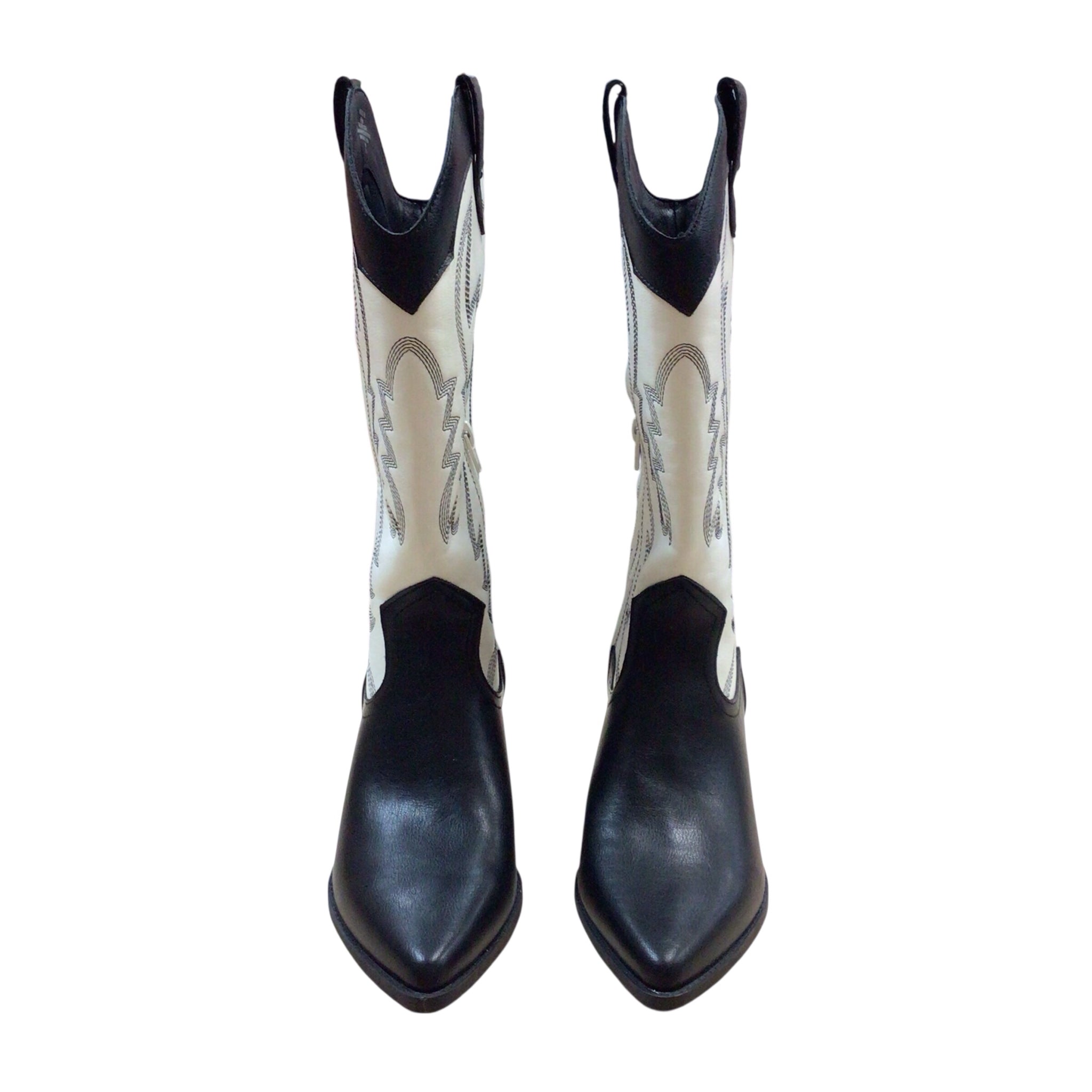 Indigo Road Color Block Black & White Cowboy Boots Shoe Size 8.5
