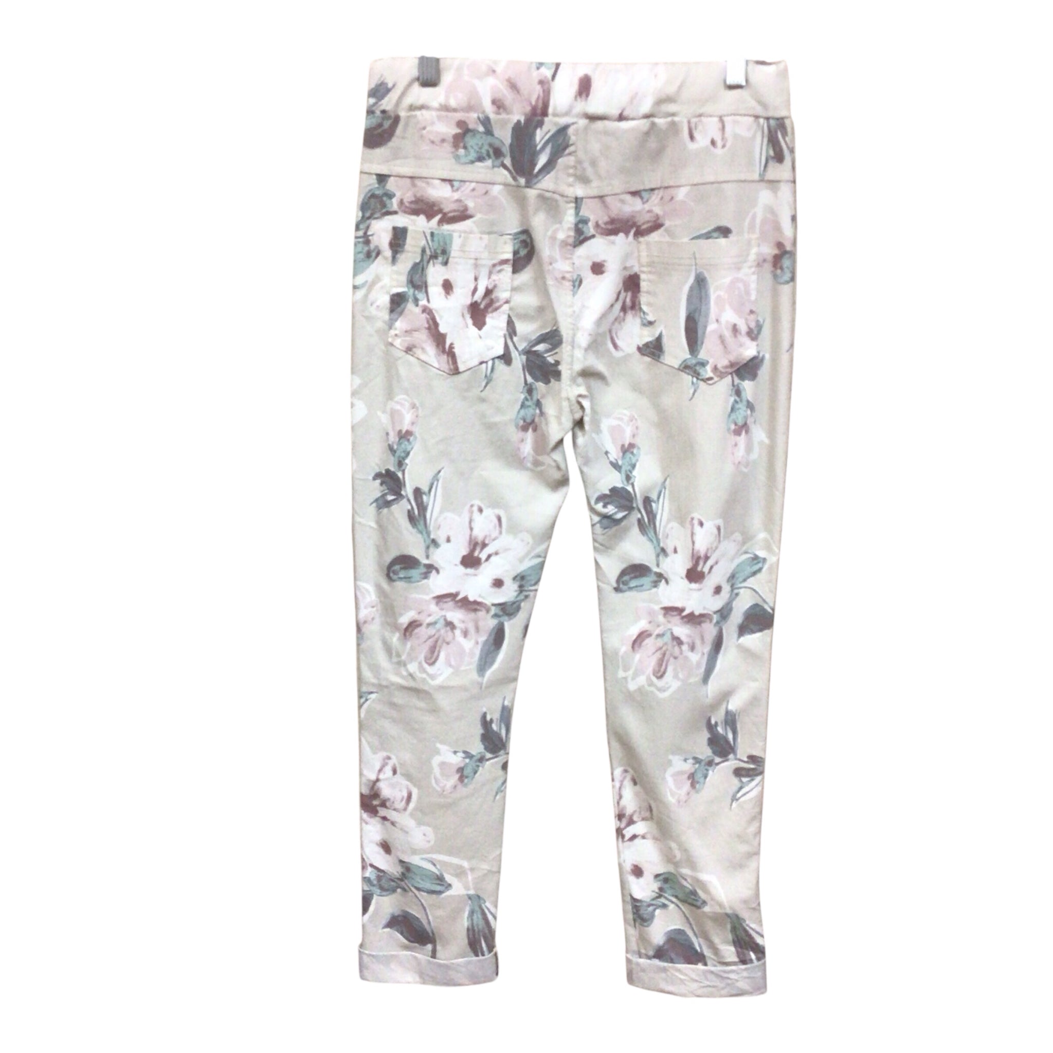 Made in Italy Beige Floral Pants Size Small